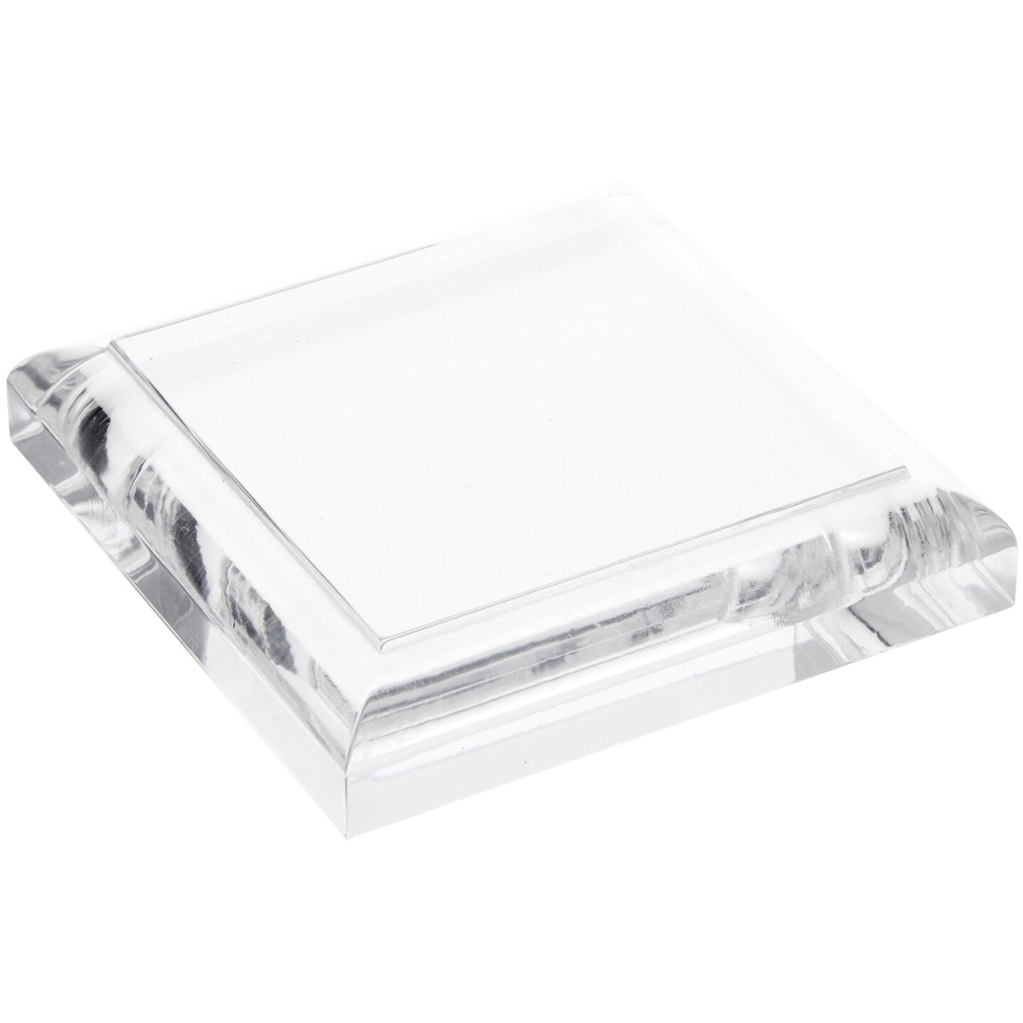 Plymor Clear Acrylic Square Display Base with Ogee Edge, 3.5" W x 3.5" D x 0.75" H