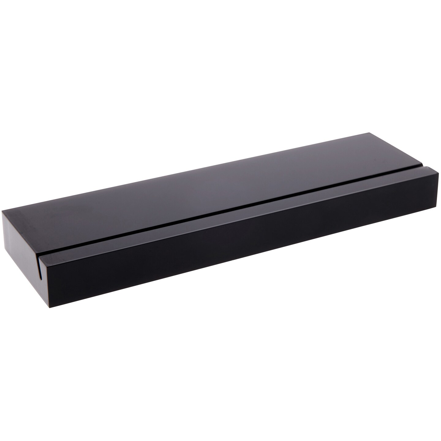 Plymor Black Acrylic Block with Sign Display Holder Slot, 5" W x 1.5" D x .5" H
