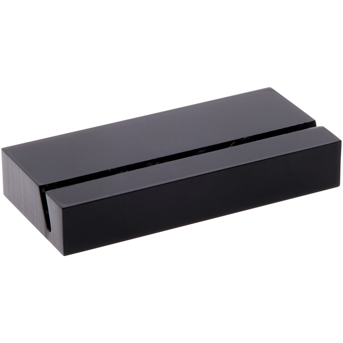 Plymor Black Acrylic Block with Sign Display Holder Slot, 2" W x 1" D x .375" H