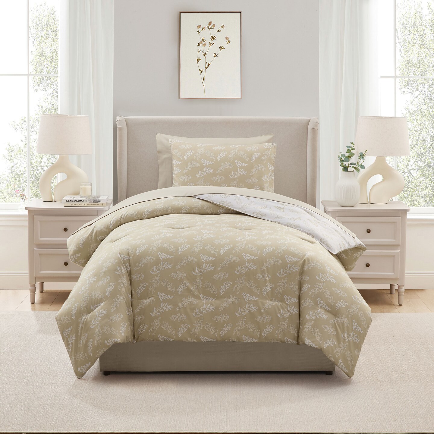 CraftBud 7 Pc Botanical  Comforter Sets with Sheets