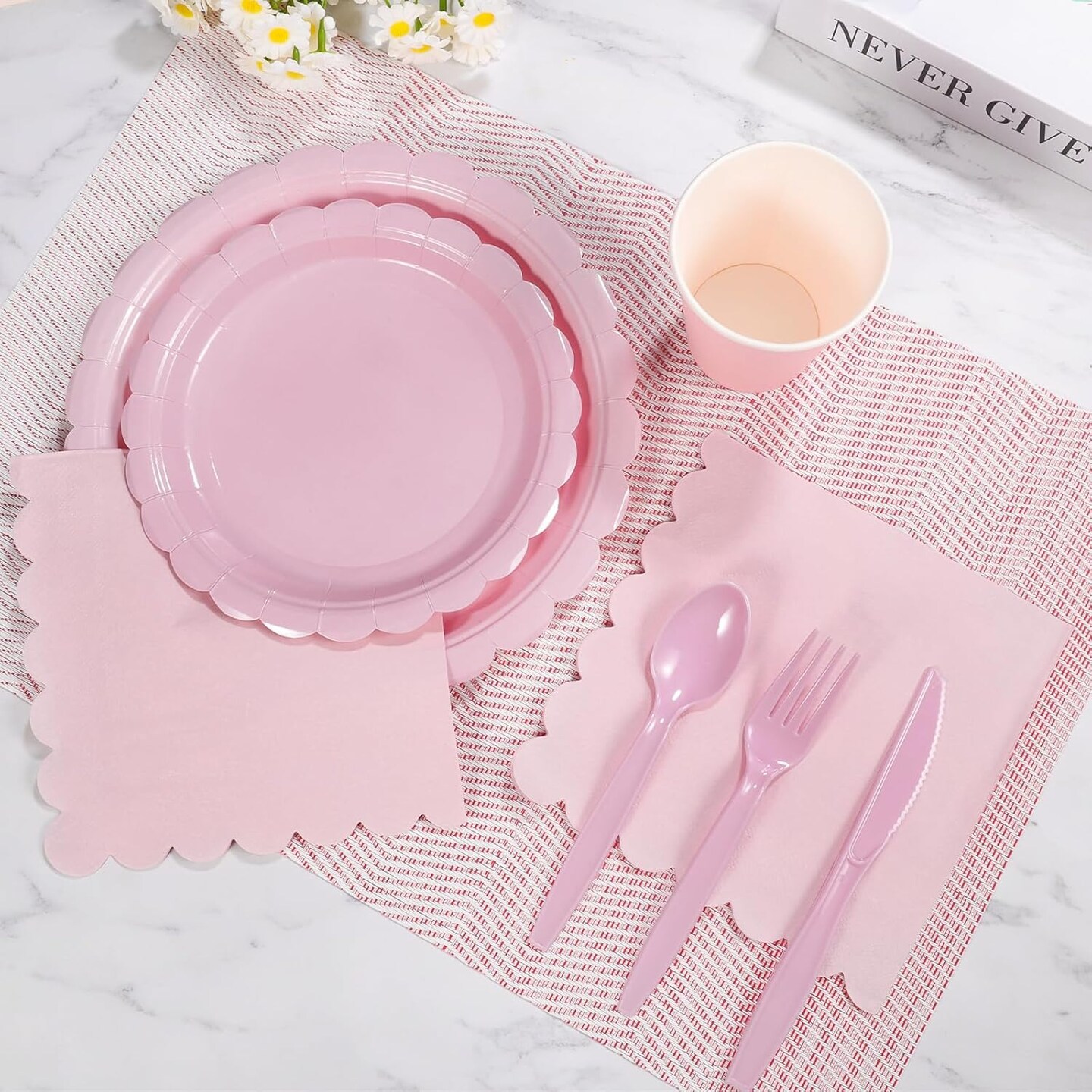 175Pcs Light Pink Baby Shower Supplies Set – Plates, Napkins, Cups & Cutlery (Light Pink)