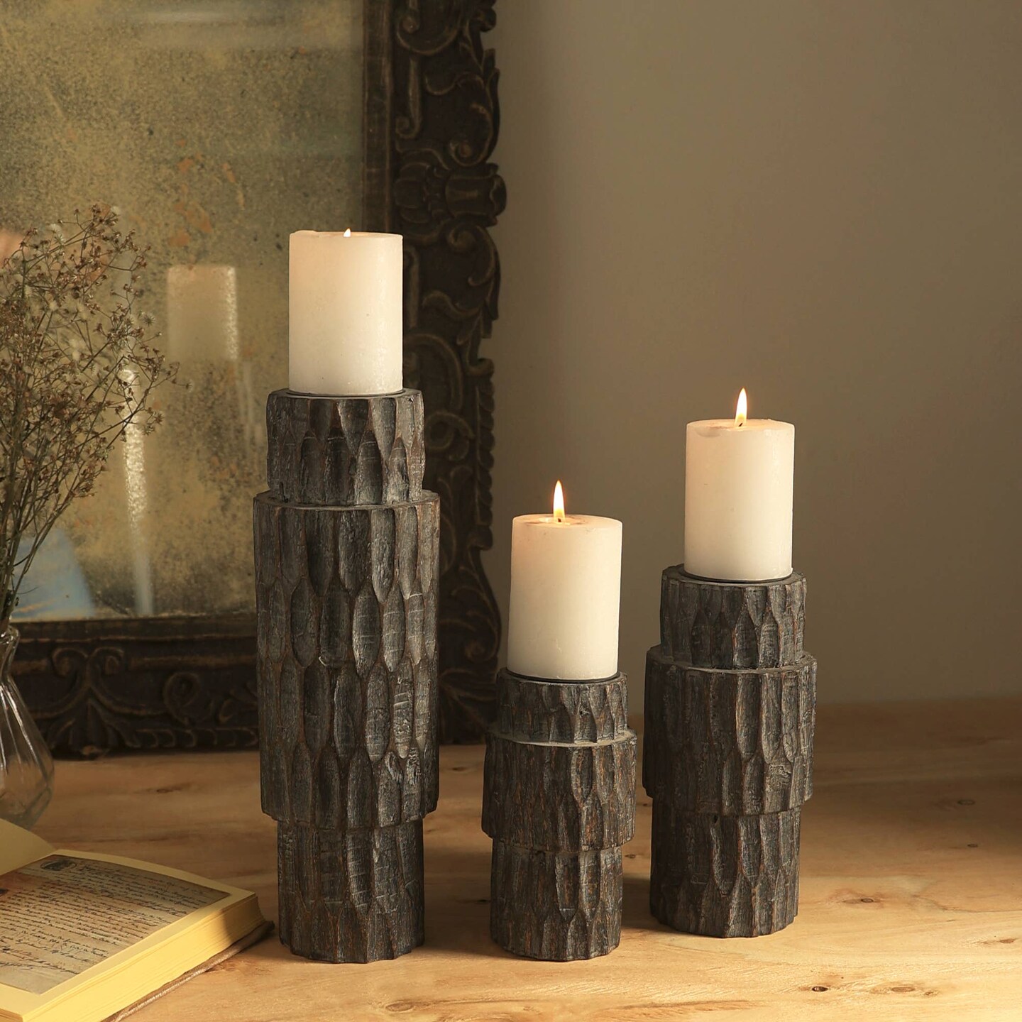 Elegant Wooden Centerpiece Candle Holder