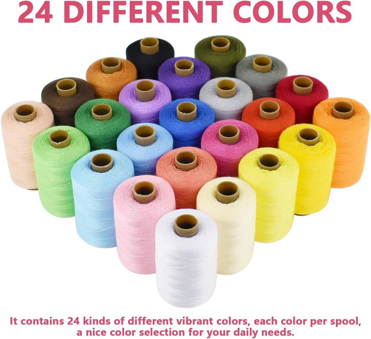 24 Colors Sewing Thread Kits, Polyester Thread 1000 Yards per Spool