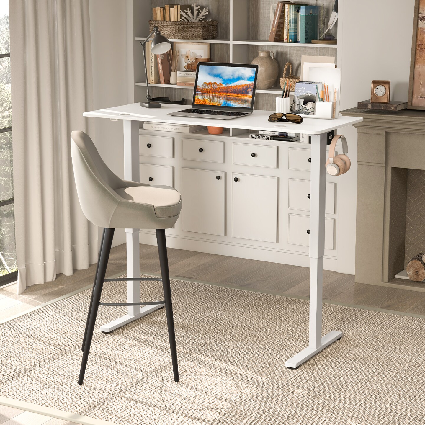 Sit-Stand Home Office Desk with 3 Adjustable Memory Height Settings for Ergonomic Comfort