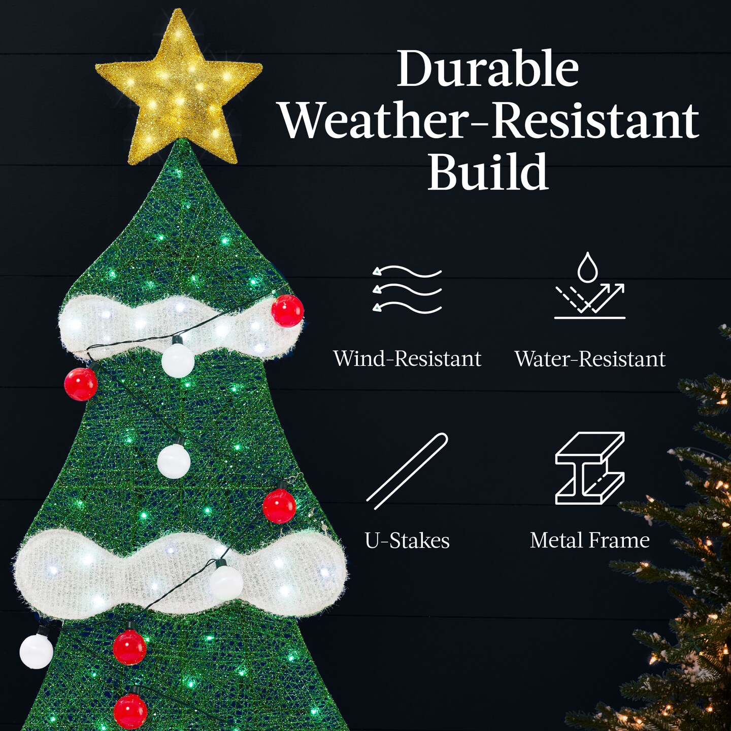 Best Choice Products 6ft Lighted 2D Christmas Tree Outdoor Decor w/ 170 LED Lights, Gift Boxes, Storage Bag