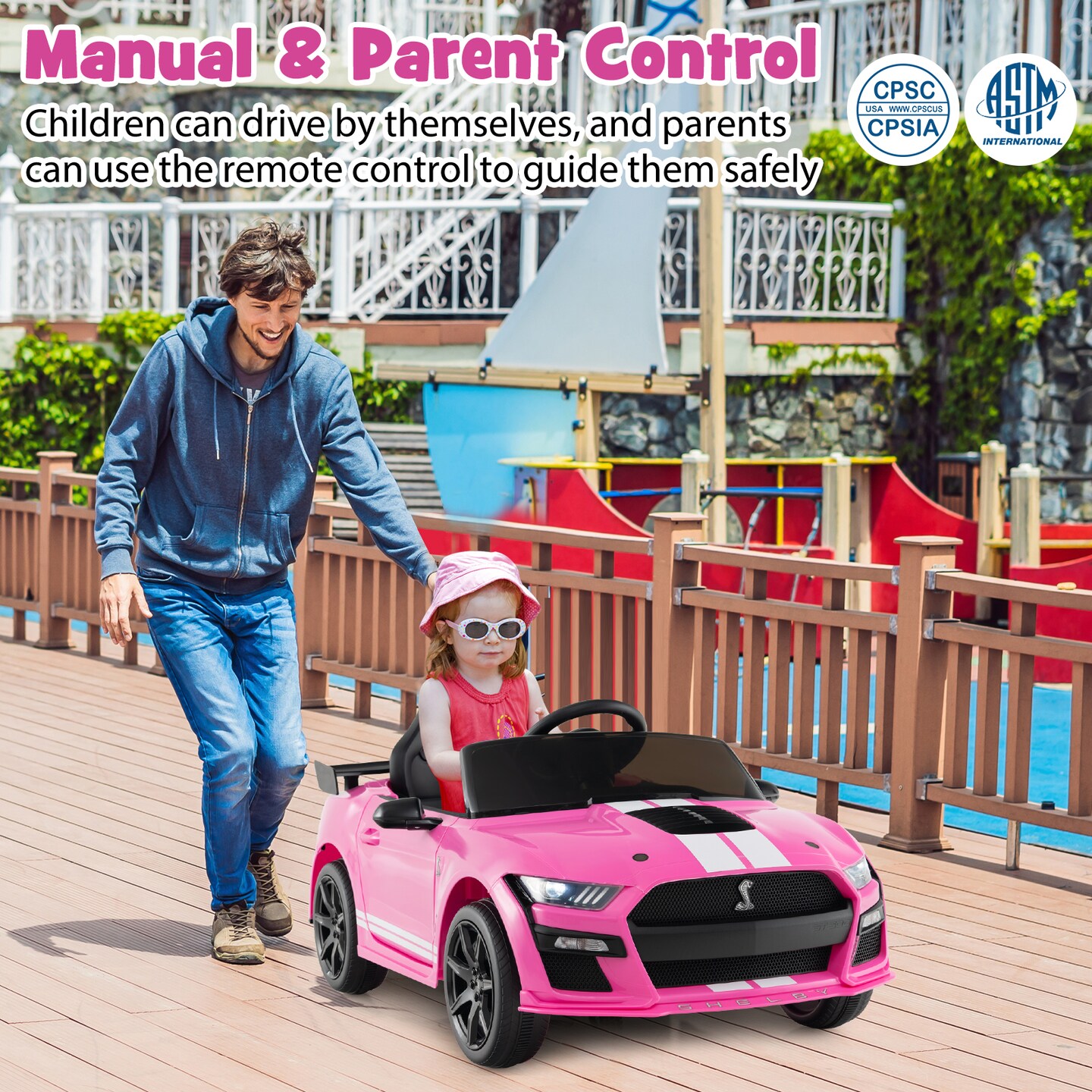 12V Licensed Ford Mustang Shelby GT500 Kids Ride on Car with Remote Control for Kids Aged 3-8-Red