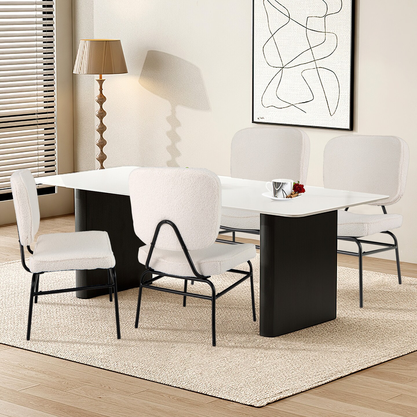 Upholstered Sherpa Accent Chair: Cozy Reading Chair with Soft Sponge Padding