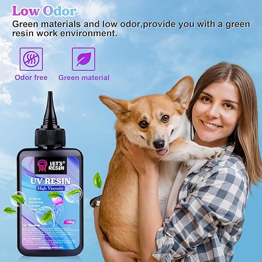 LET&#x27;S RESIN UV Resin,200g High Viscosity Crystal Clear Thick UV Resin Kit, Quick-Curing&#x26;Low Shrinkage Ultraviolet Epoxy Resin for Crafts, Doming, Coating