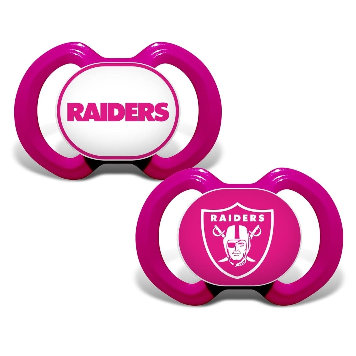 Las Vegas Raiders Pink Pacifier 2-Pack Nfl Infant Silicone Bpa-Free