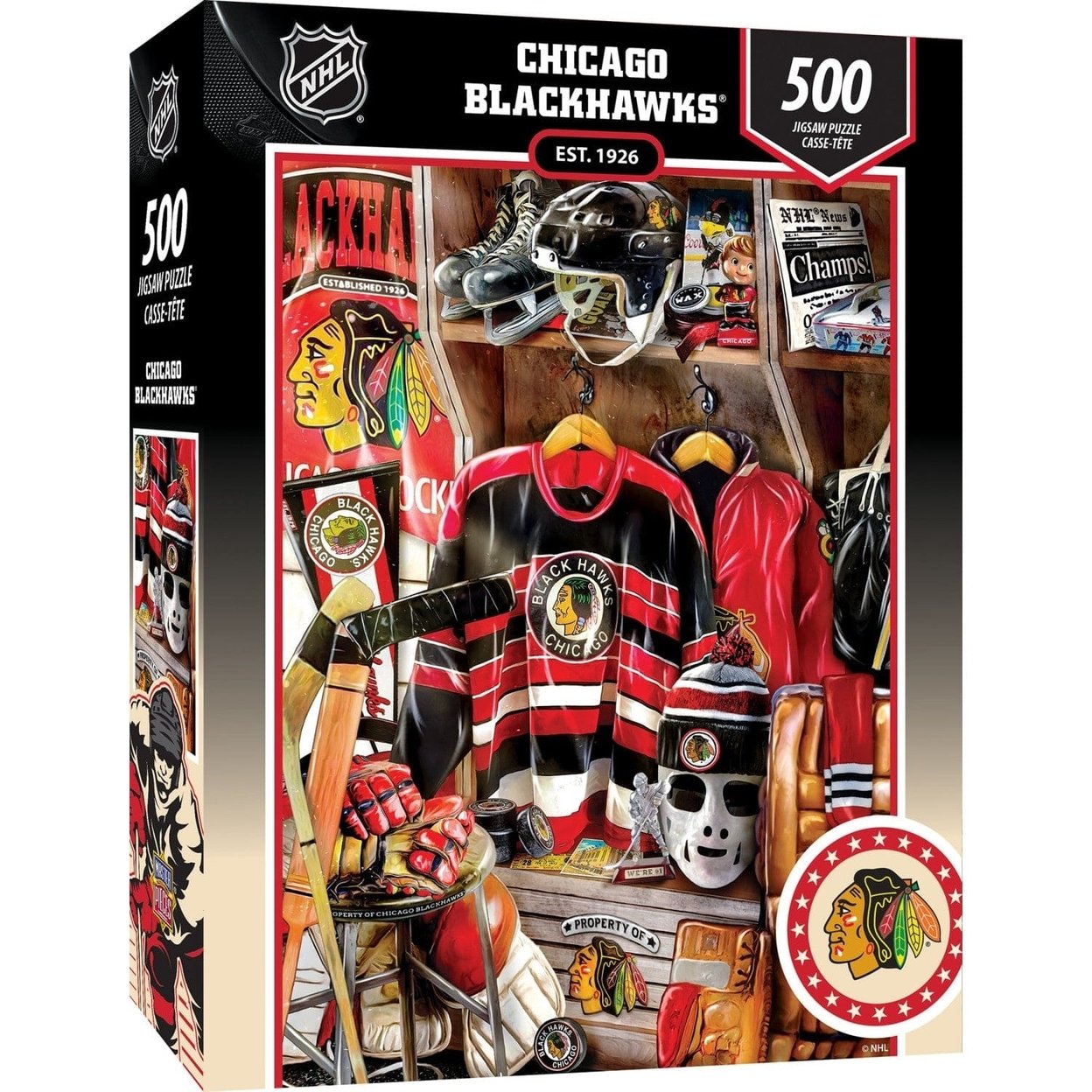 Chicago Blackhawks Locker Room 500 Piece Jigsaw Puzzle Recycled Material