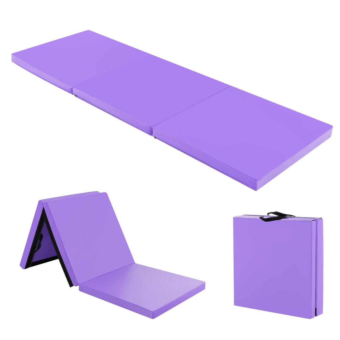 6 x 2 FT Tri-Fold Gym Mat with Handles and Removable Zippered Cover - 6' x 2' x 2"