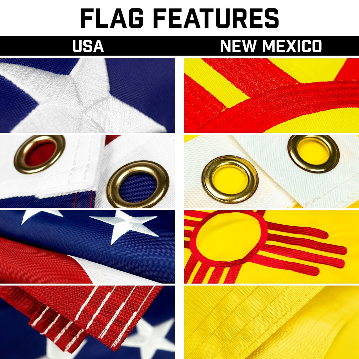 G128 Combo Pack: 20 Ft Telescoping Aluminum Flagpole (Silver) &#x26; American and New Mexico Flags 3x5 Ft, Both ToughWeave Series Embroidered Polyester | Pole with Flags Included