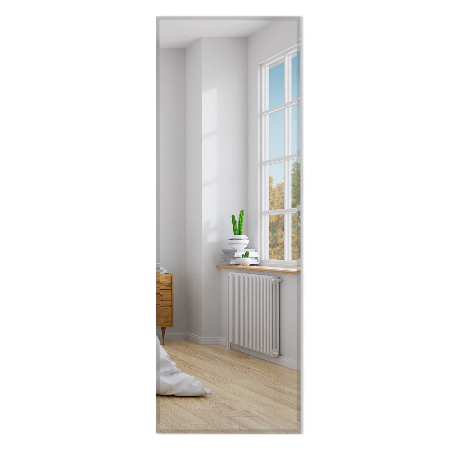 Silvery Wall Mounted Mirror Rectangle Glass Mirror For Bedroom Entryway Bathroom 43x15 Inch