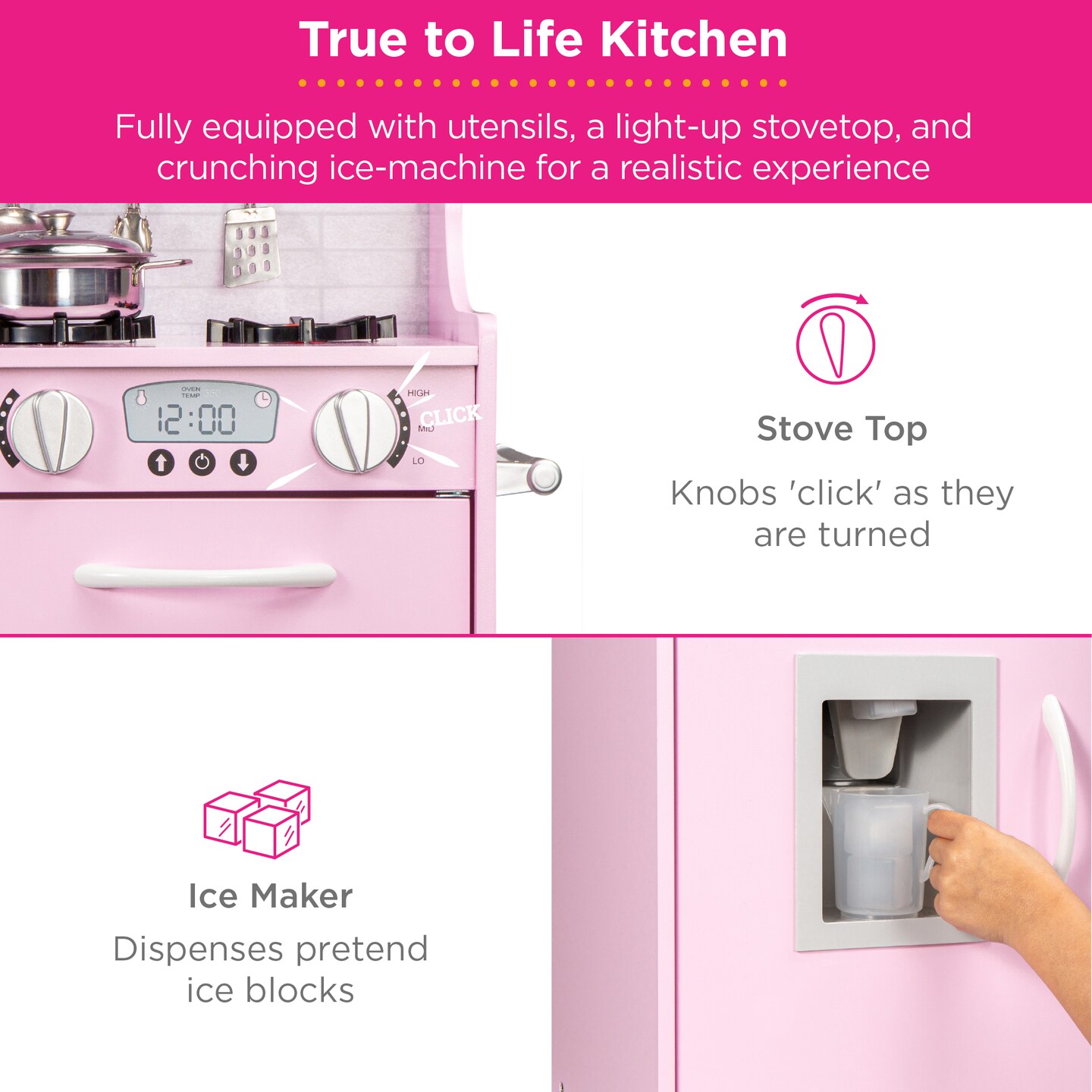 Best Choice Products Pretend Play Kitchen Wooden Toy Set for Kids w/ Telephone, Utensils, Oven, Microwave