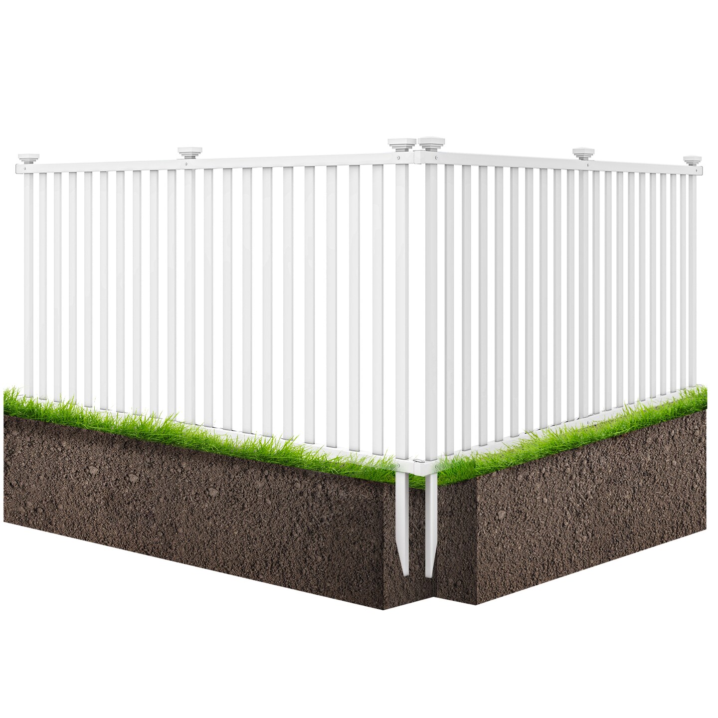 2 Piece 80 x 51 Inch Vinyl Picket Fence for Garden - 80&#x22; x 37.5&#x22;