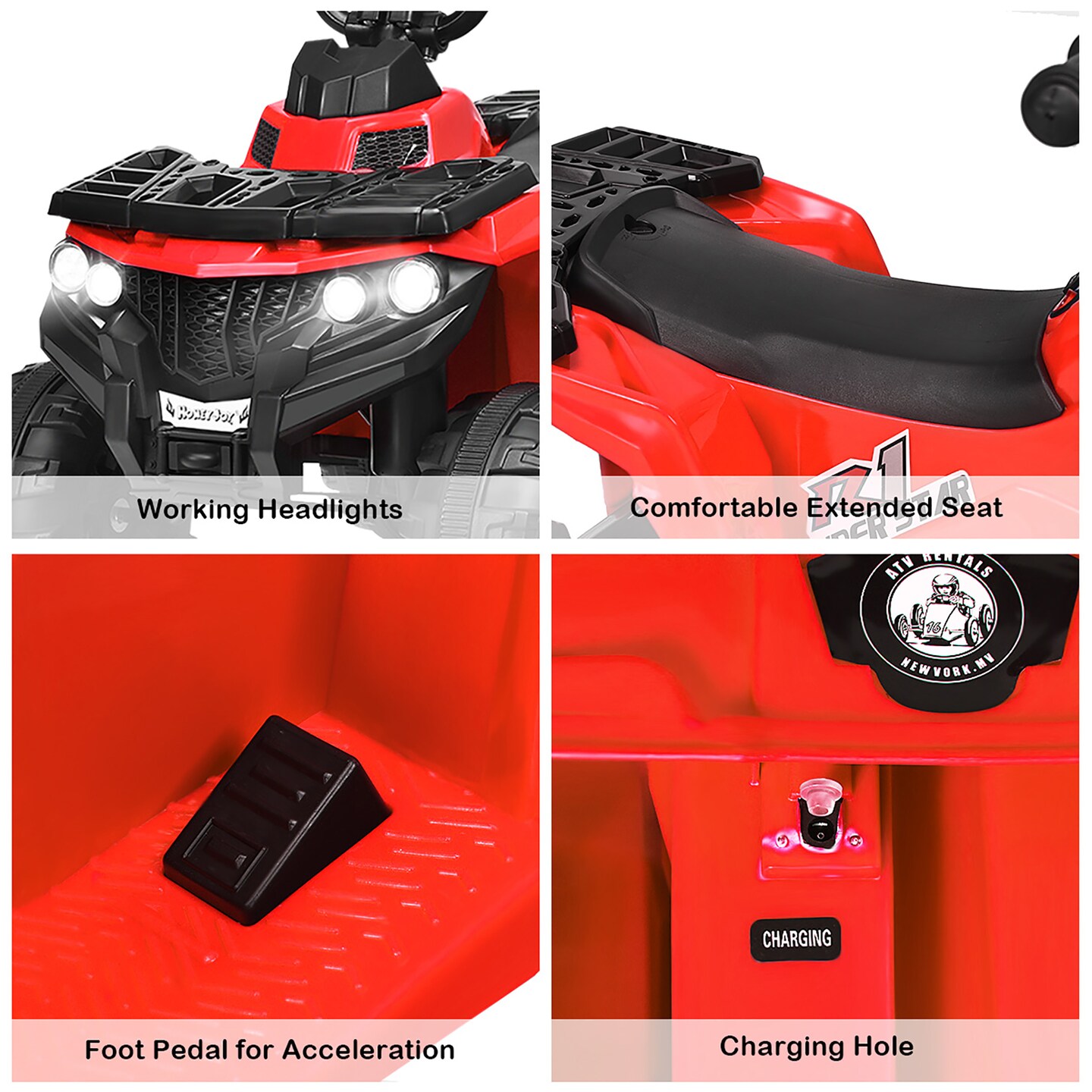 Costway Kids Ride On ATV Quad 4 Wheeler Electric Toy Car 6V Battery Power Led Lights