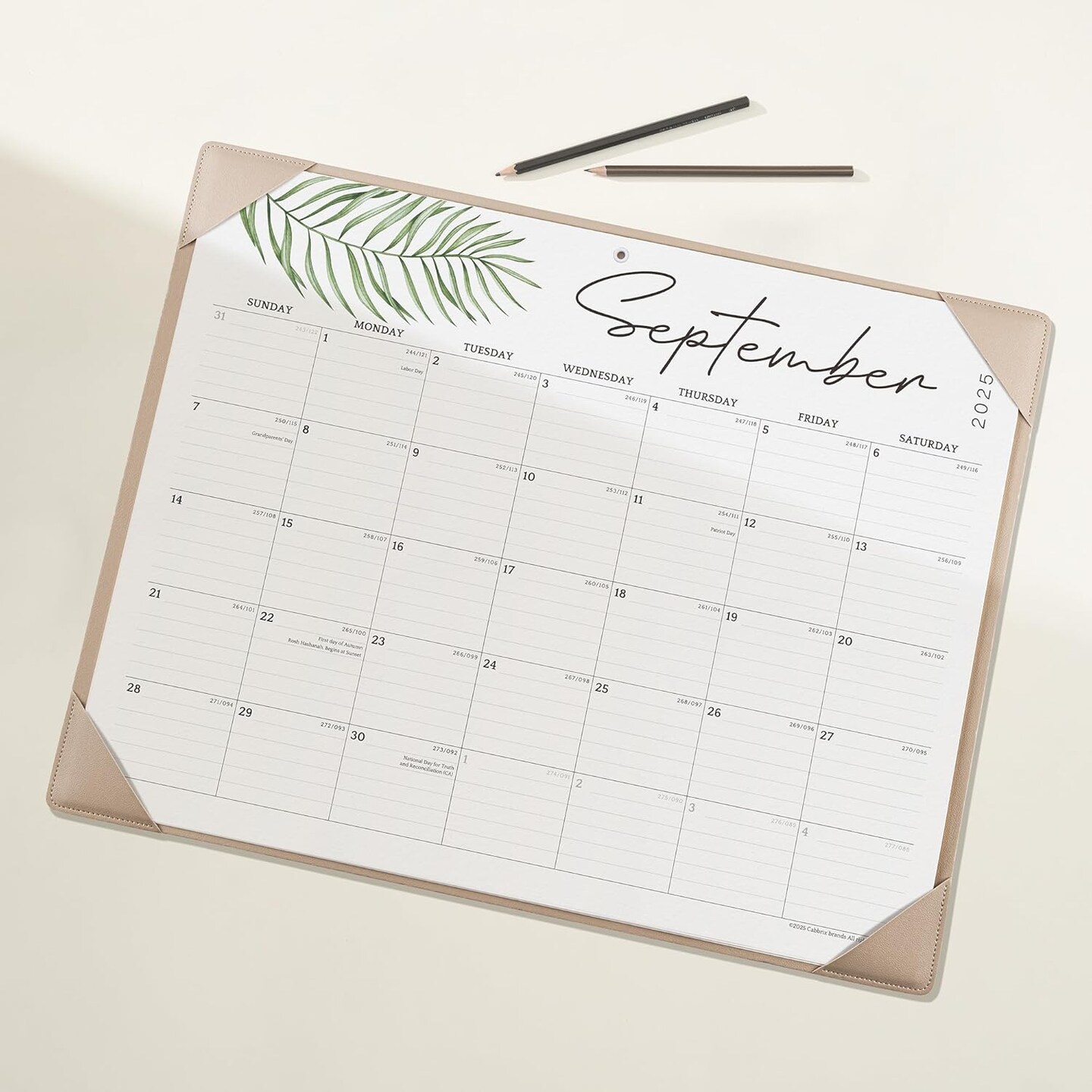 Large Desk Calendar 2025-2026 - 21 x 16-1/2 Inch - Green
