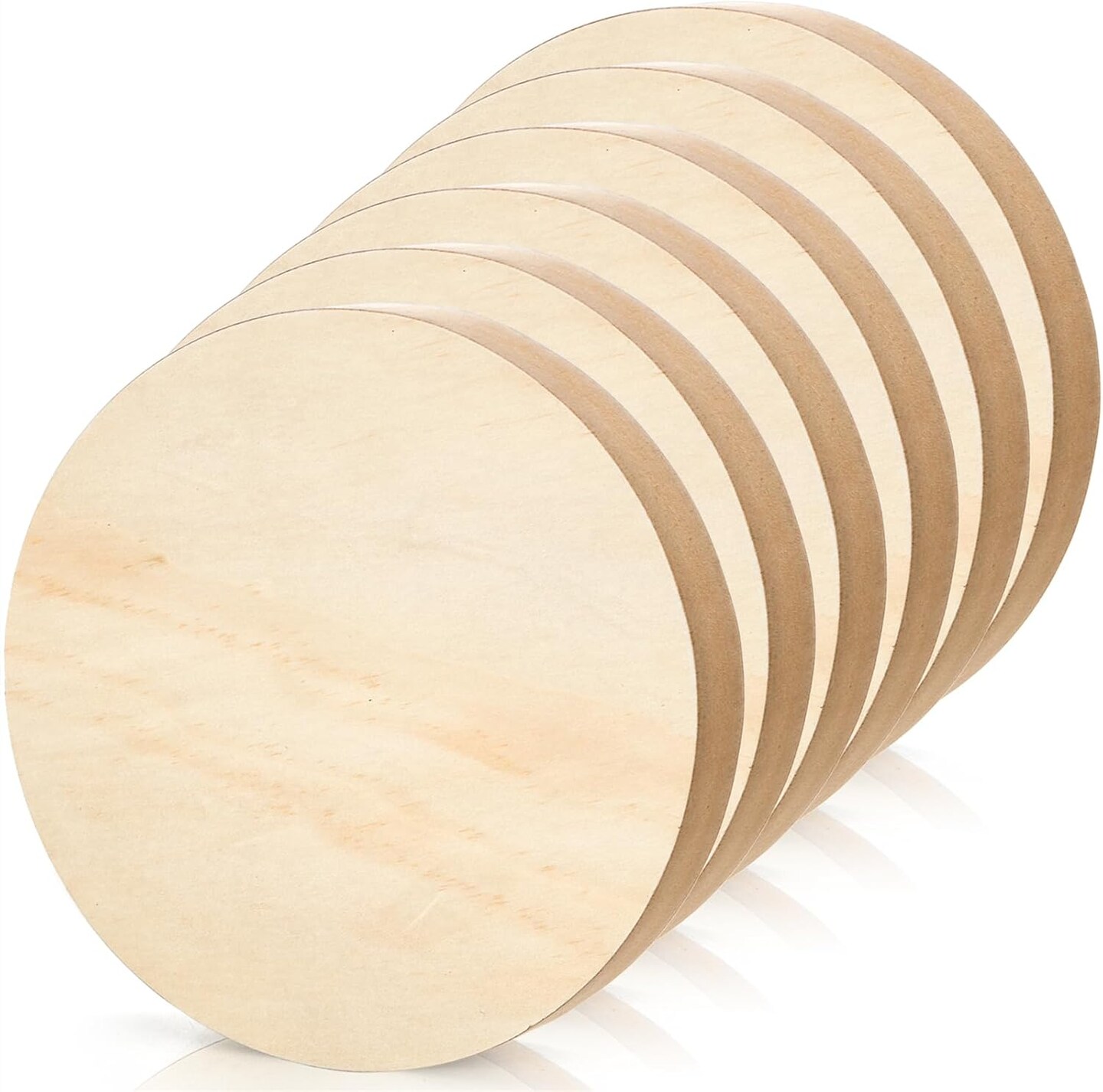 6 Pack MDF Wood Circles, 6" Round Unfinished Wood Board-1" Thick Wood Block