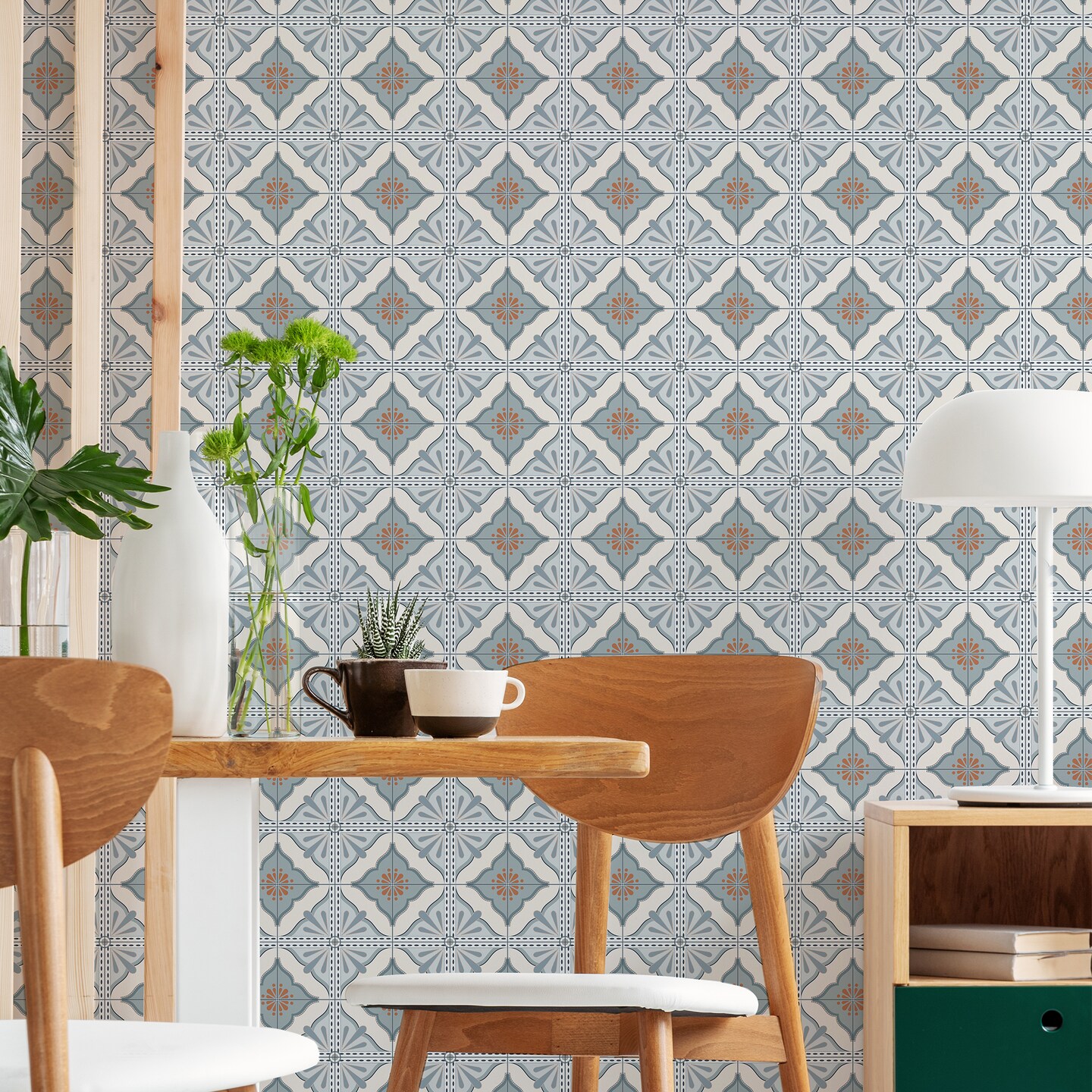 Transform Large Tile Blue Peel &#x26; Stick Wallpaper