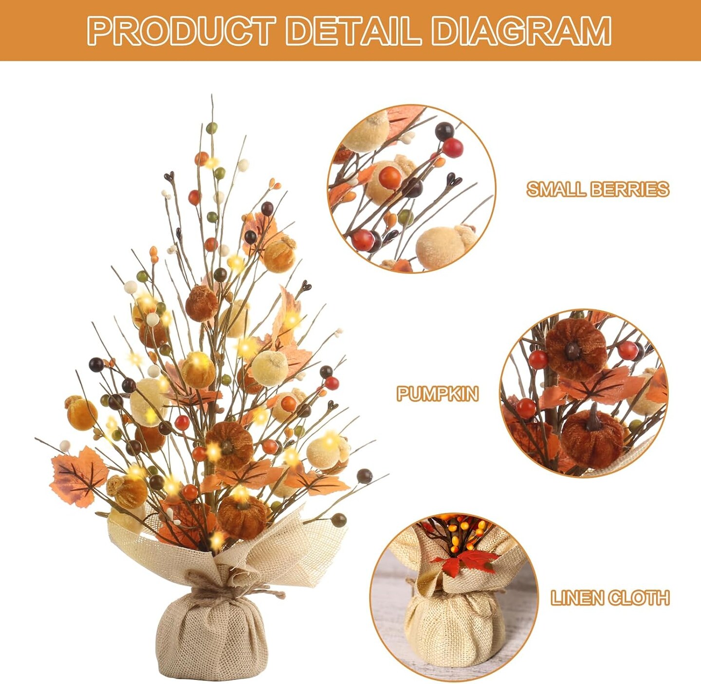 Berry Maple Leaf Pumpkin Tree Tabletop Decor
