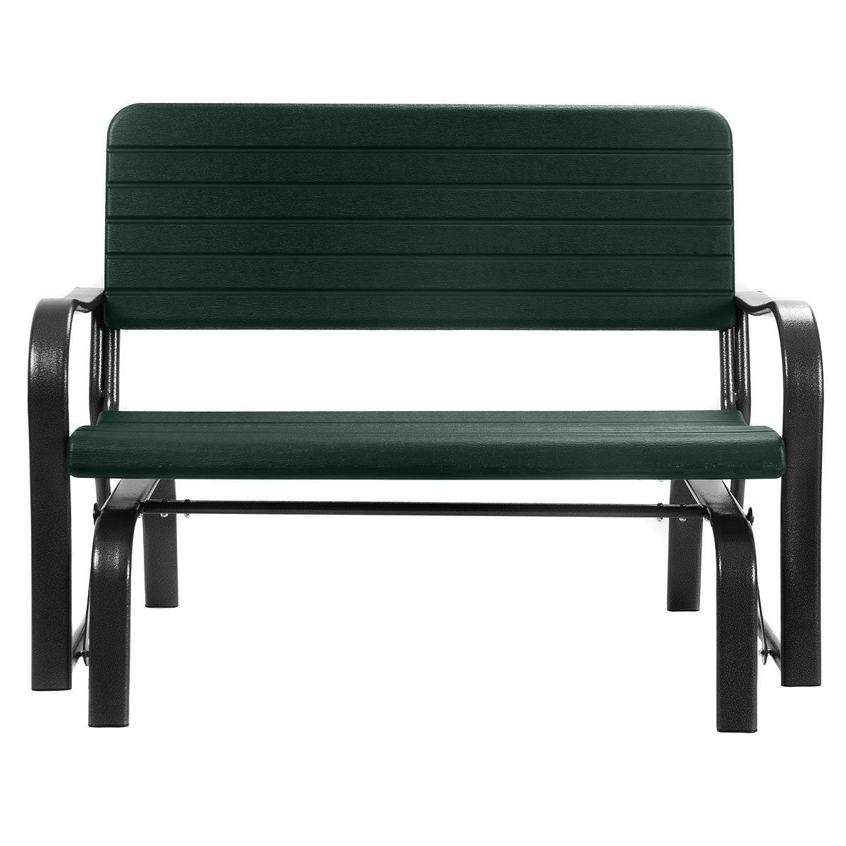 Costway Outdoor Patio Swing Porch Rocker Glider Bench Loveseat Garden Seat Steel New Borwn/Green