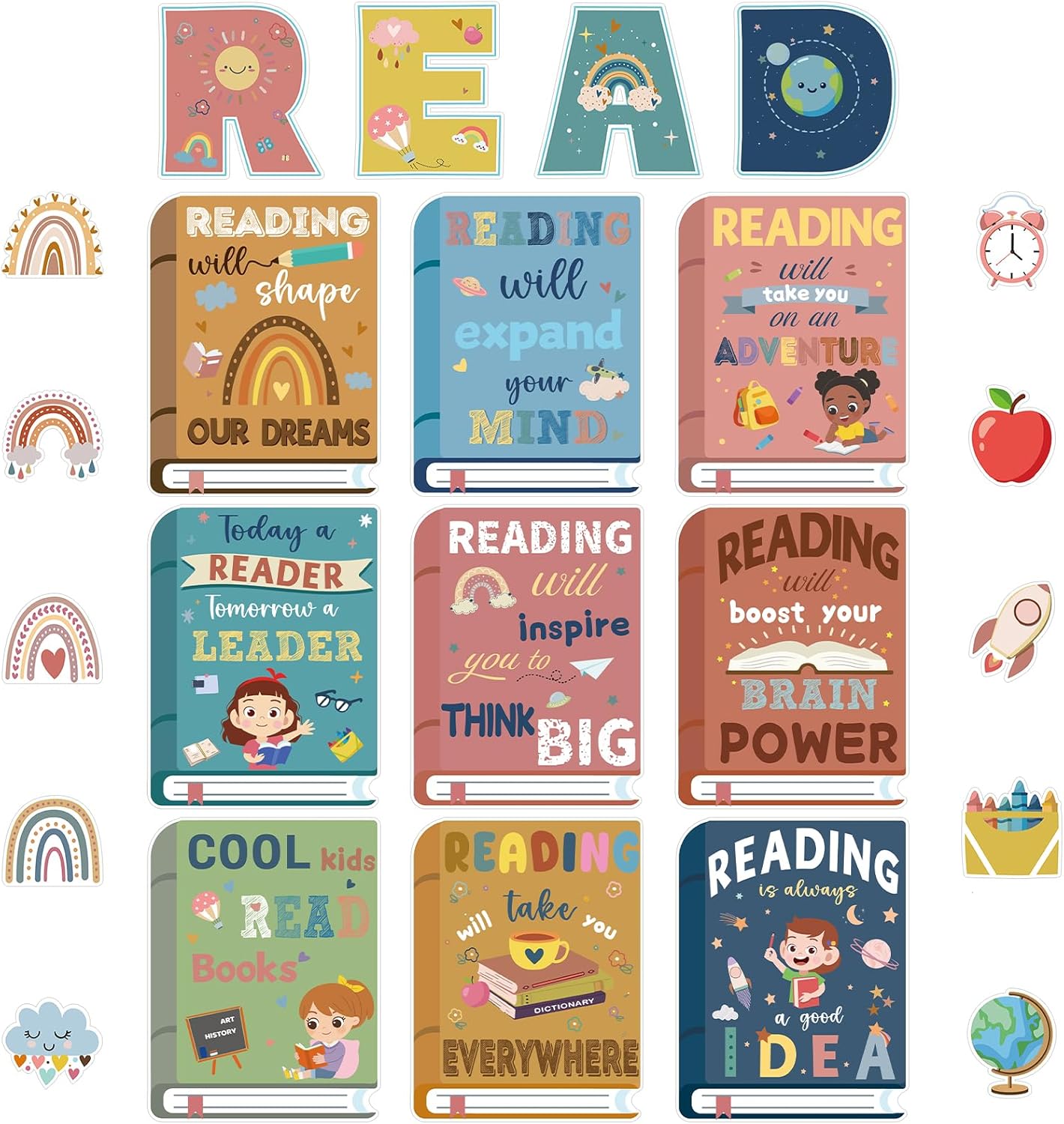 43 Pcs Reading Bulletin Board Sets -Boho