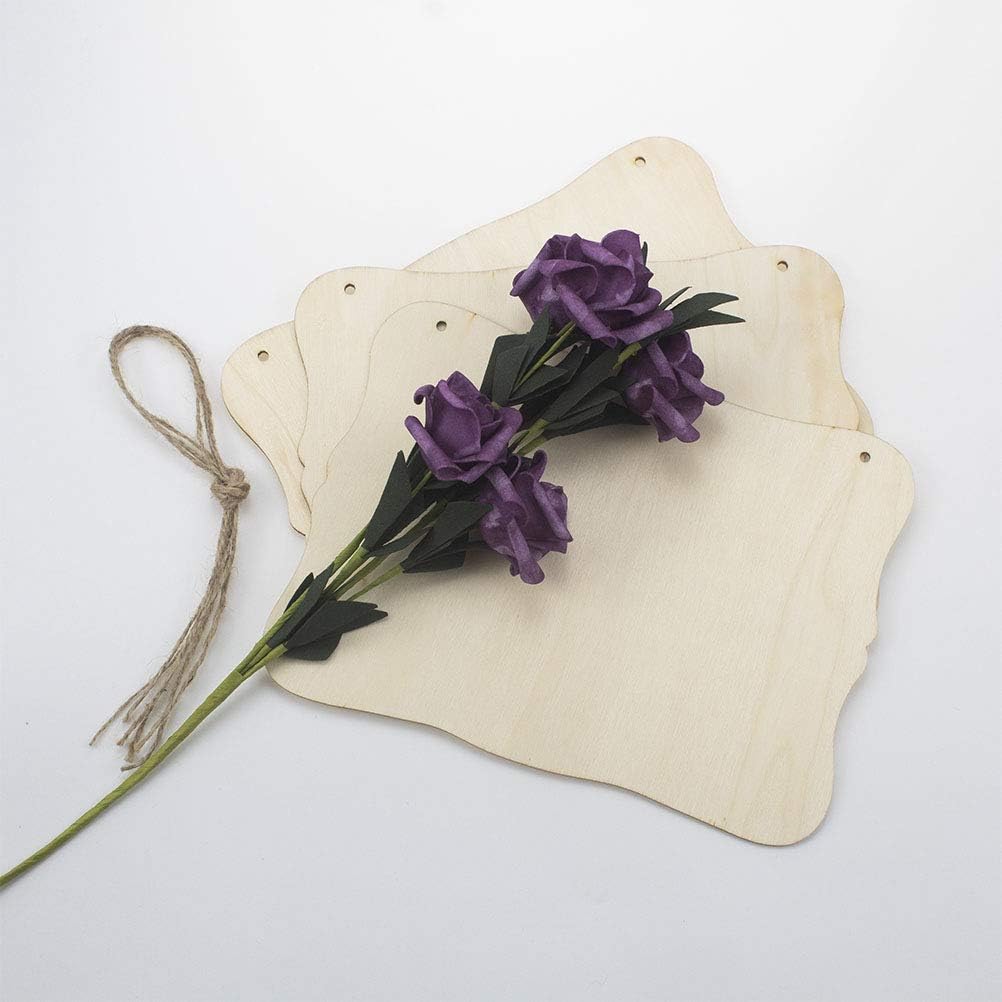 3pcs Unfinished Wood Sign Blank Hanging Wooden Plaque DIY Craft- Style 3, 9x6.5&#x27;&#x27;