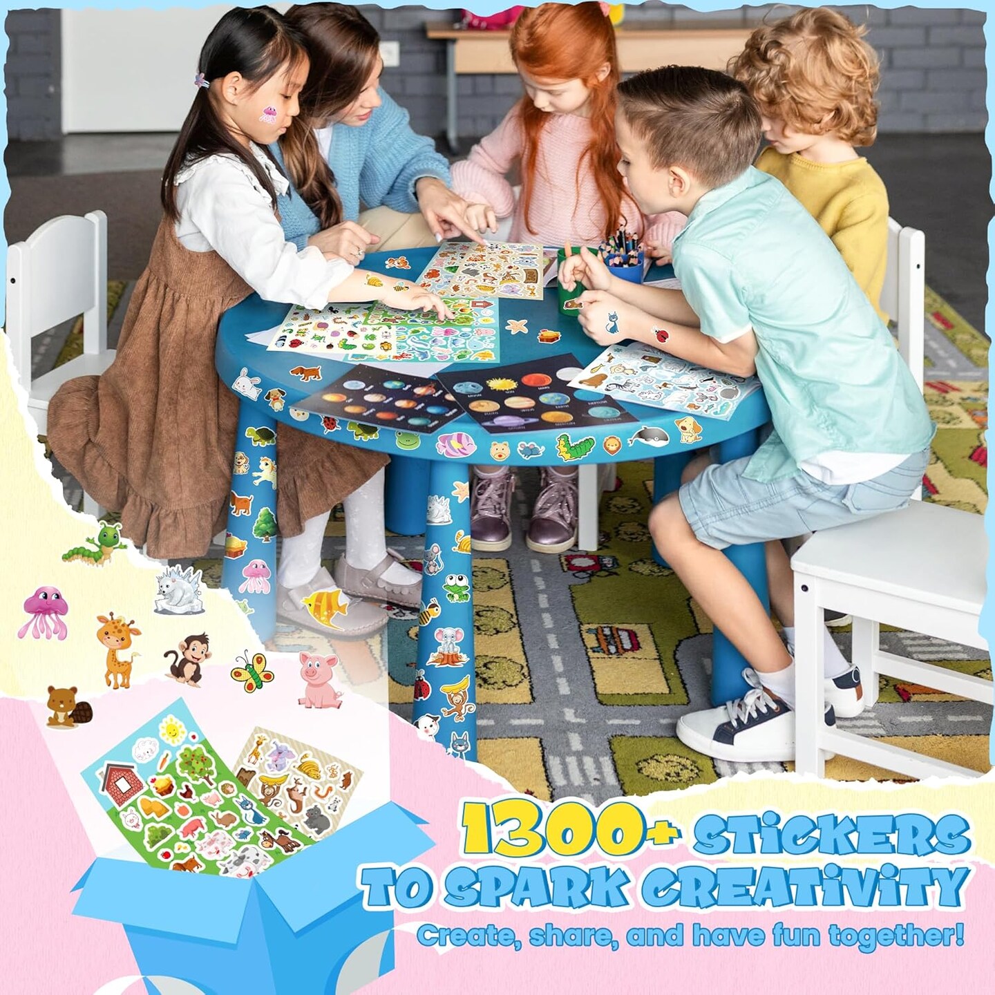 1300+ Cute Animals Water Bottle Sticker (Animal-04) 11.1 x 7.2 x 0.2 inches