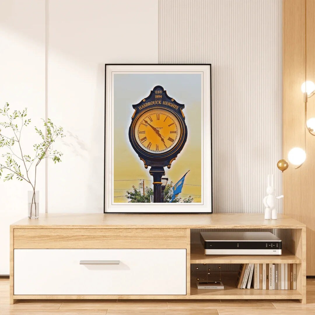 Hasbrouck Heights, New Jersey Clock Abstract Framed Art
