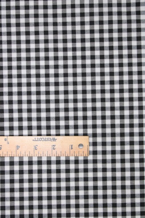 1 Yard Fine Black Gingham Poly Cotton Fabric 1/8 Inch Small Check Non Stretch 58/59 Inch Wide