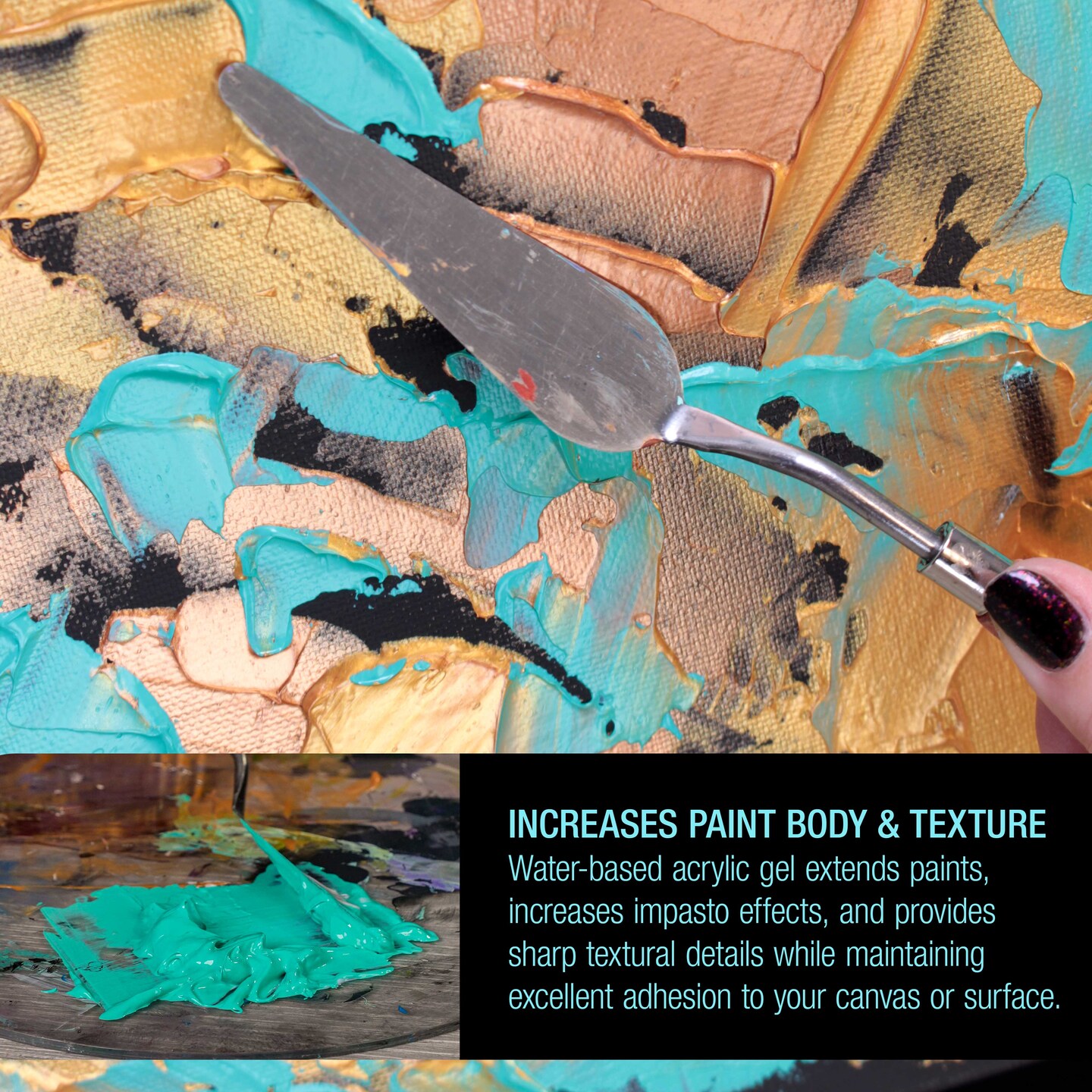 Impasto Clear Acrylic Gel Medium (500ml Tub) - Matte &#x26; Gloss for Texture, Layering &#x26; Extending Acrylic Paint