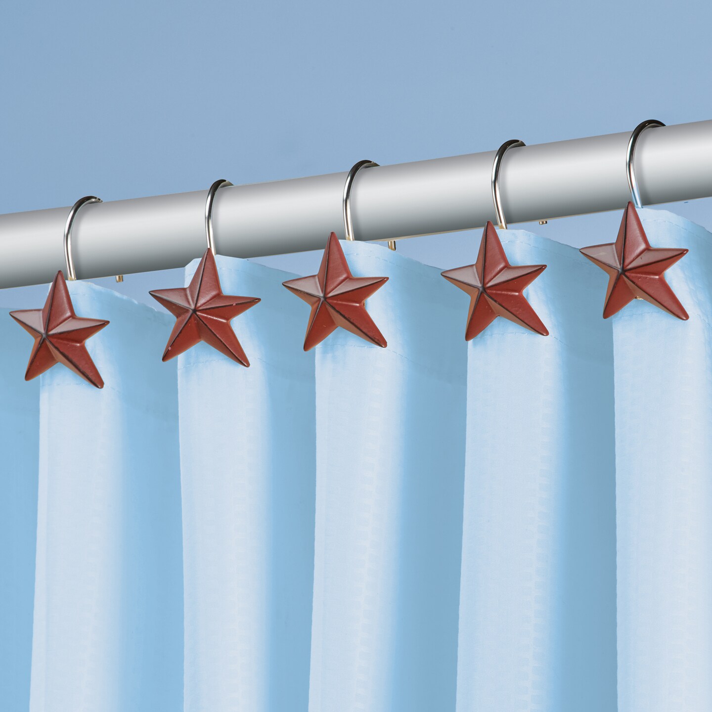 Collections Etc Primitive Country Star Shower Curtain Hooks, 12ct.