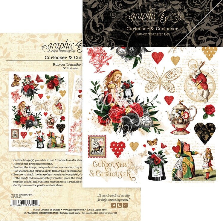 Graphic 45 Rub-On Transfers-Curiouser &#x26; Curiouser