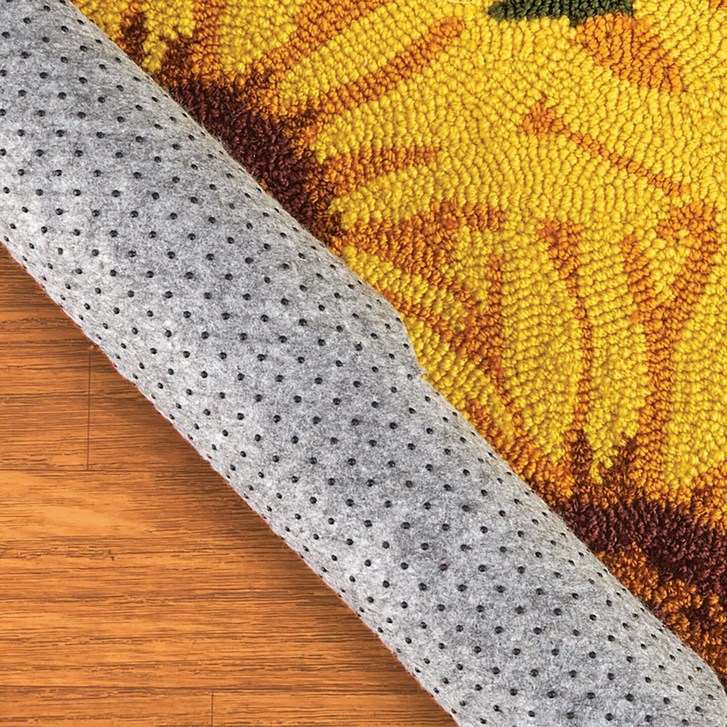 Collections Etc Sunflower Shaped Skid-Resistant Hooked Accent Rug