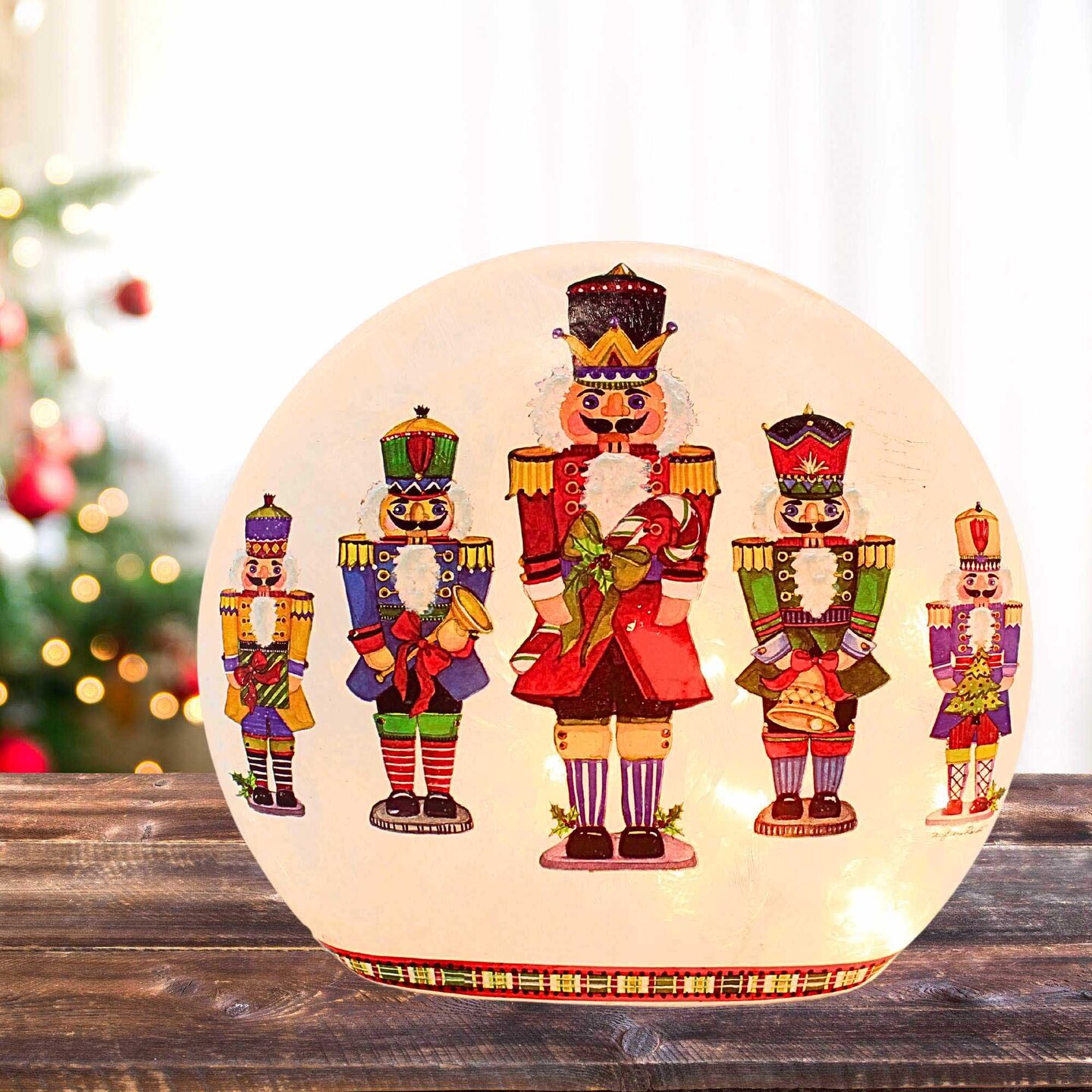 Stony Creek 9.0 Inch Nutcrackers Pre-Lit Large Orb Christmas Lighted Glass Accent , German Folklore Soldiers