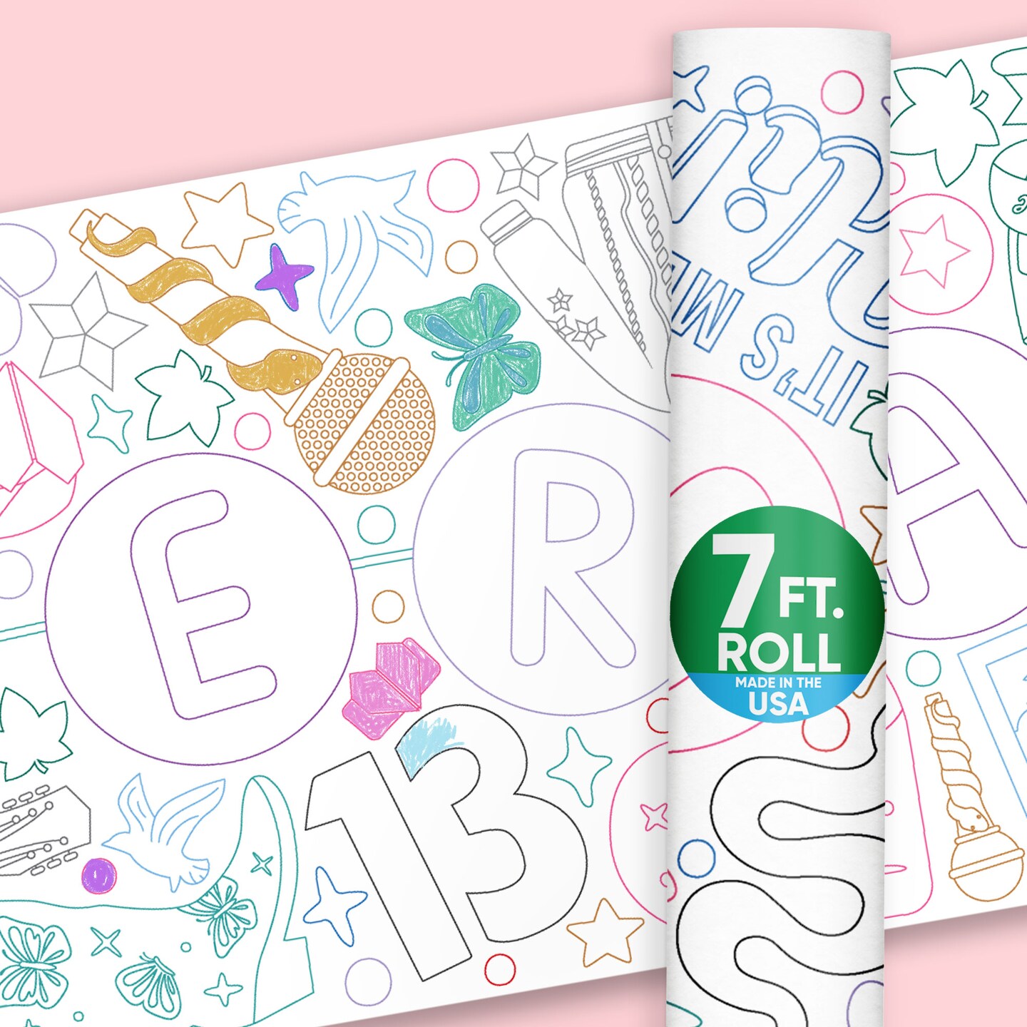 Big Dot of Happiness In My Party Era Coloring Table Runner, 7ft Long Celebrity Concert Themed Craft Activity Table Runner Giant Coloring Page - 1 Roll