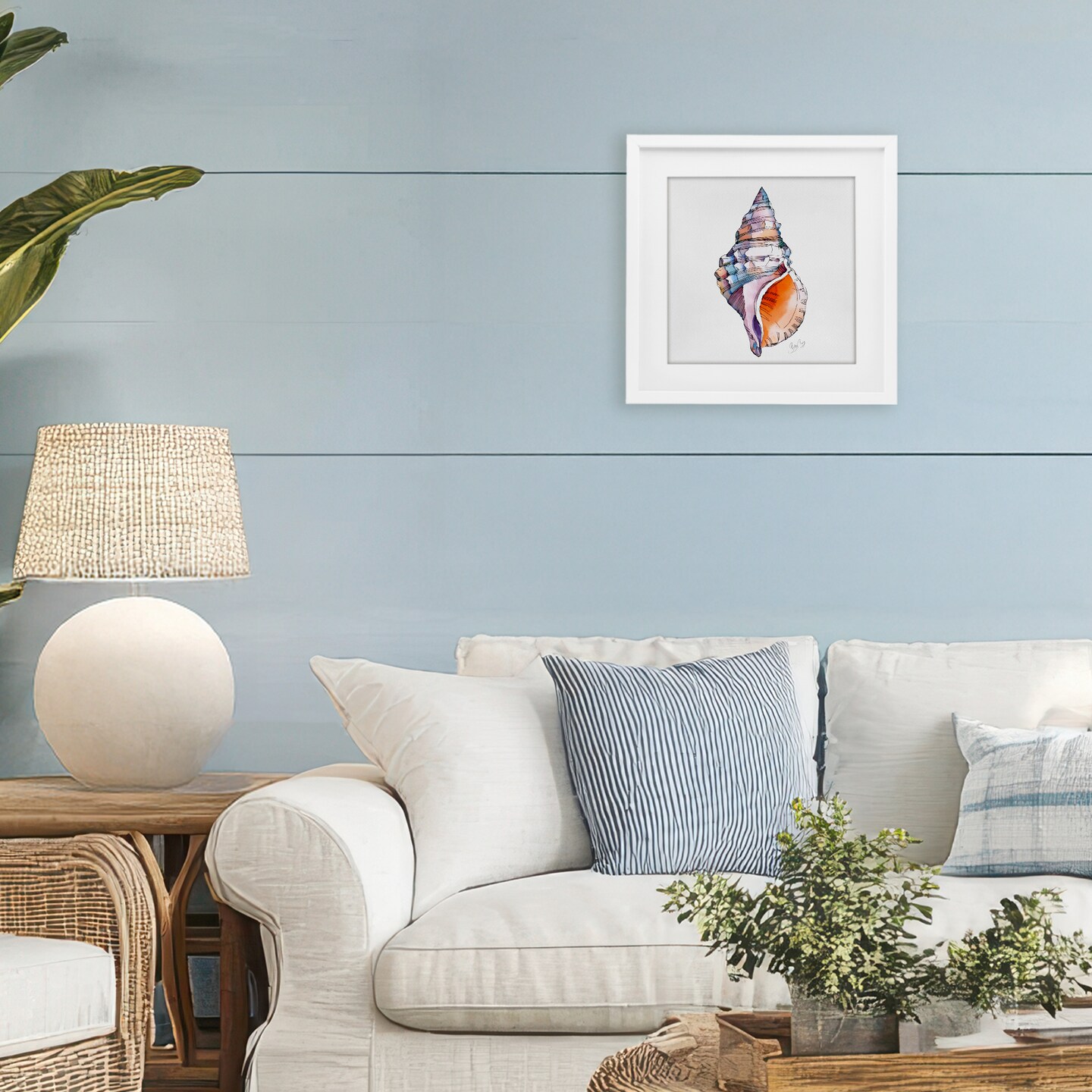 Stupell Industries Sunrise Conch Shell Framed Print Under Glass, design by Shelly Craig