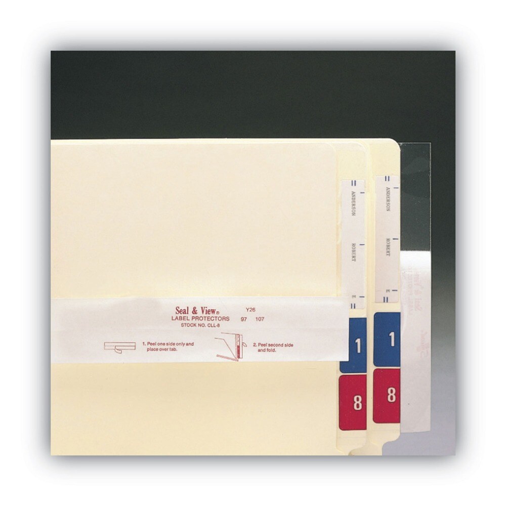 Smead 8 in. x 1.69 in. Seal and View File Folder Label Protector - Clear Laminate (100/Pack)