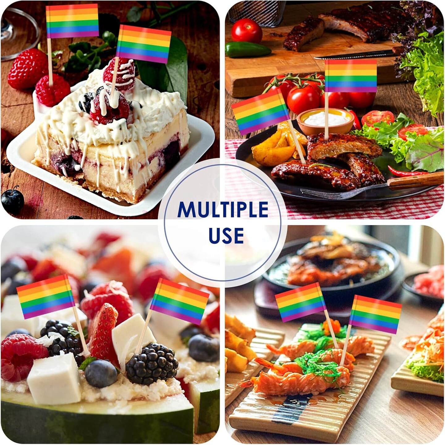 100 Pcs Rainbow Toothpick Flags for Pride Month – Mini LGBTQ Cupcake Toppers & Cocktail Picks, Colorful Pride Party Decorations