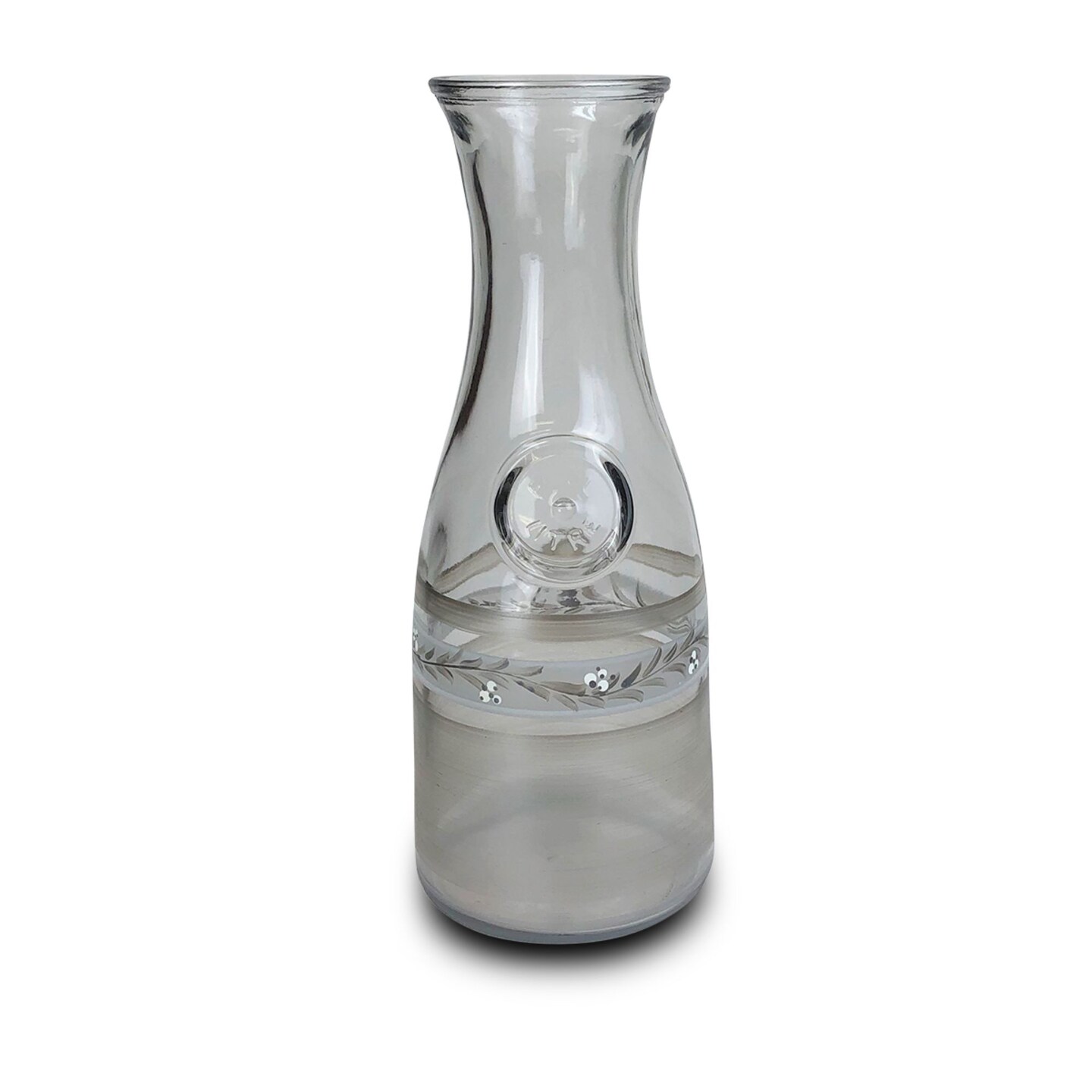 Crafted Creations 11" Clear Hand Painted Glass Beverage Serving Carafe