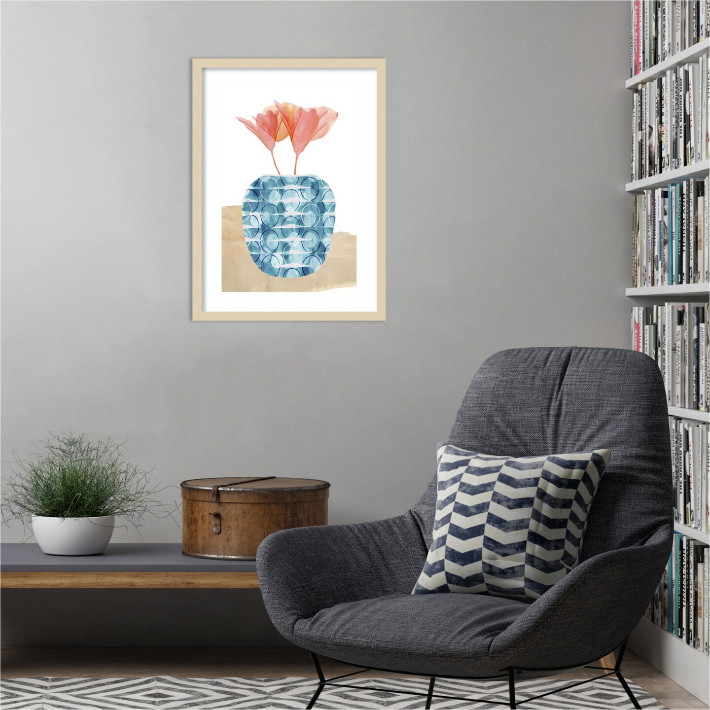 Colorful Decorative Pot II by Flora Kouta Wood Framed Wall Art Print