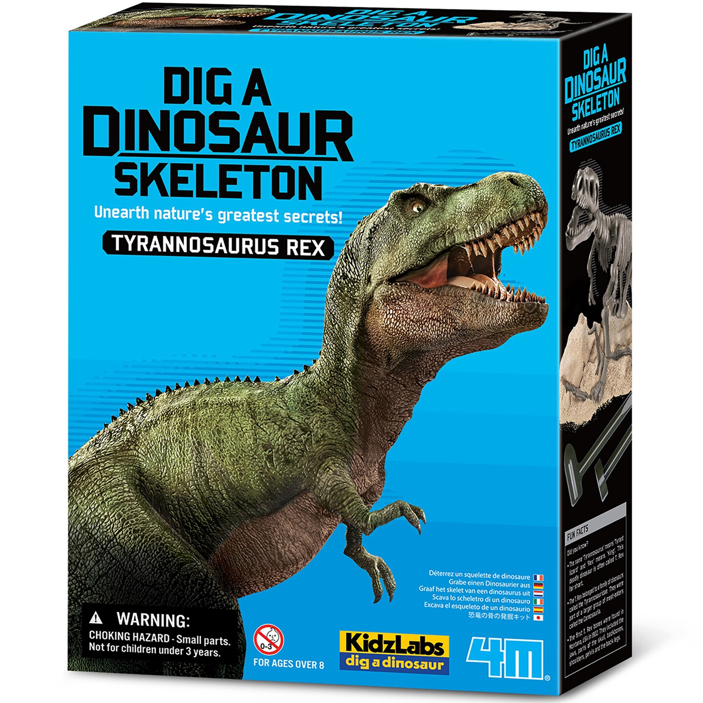 4M: KidzLabs - Dig A Dinosaur Skeleton - Tyrannosaurus Rex - Fossil Excavation & Assembly Kit, Plaster Block, Tools, Prehistoric Science Toy, Kids 8+