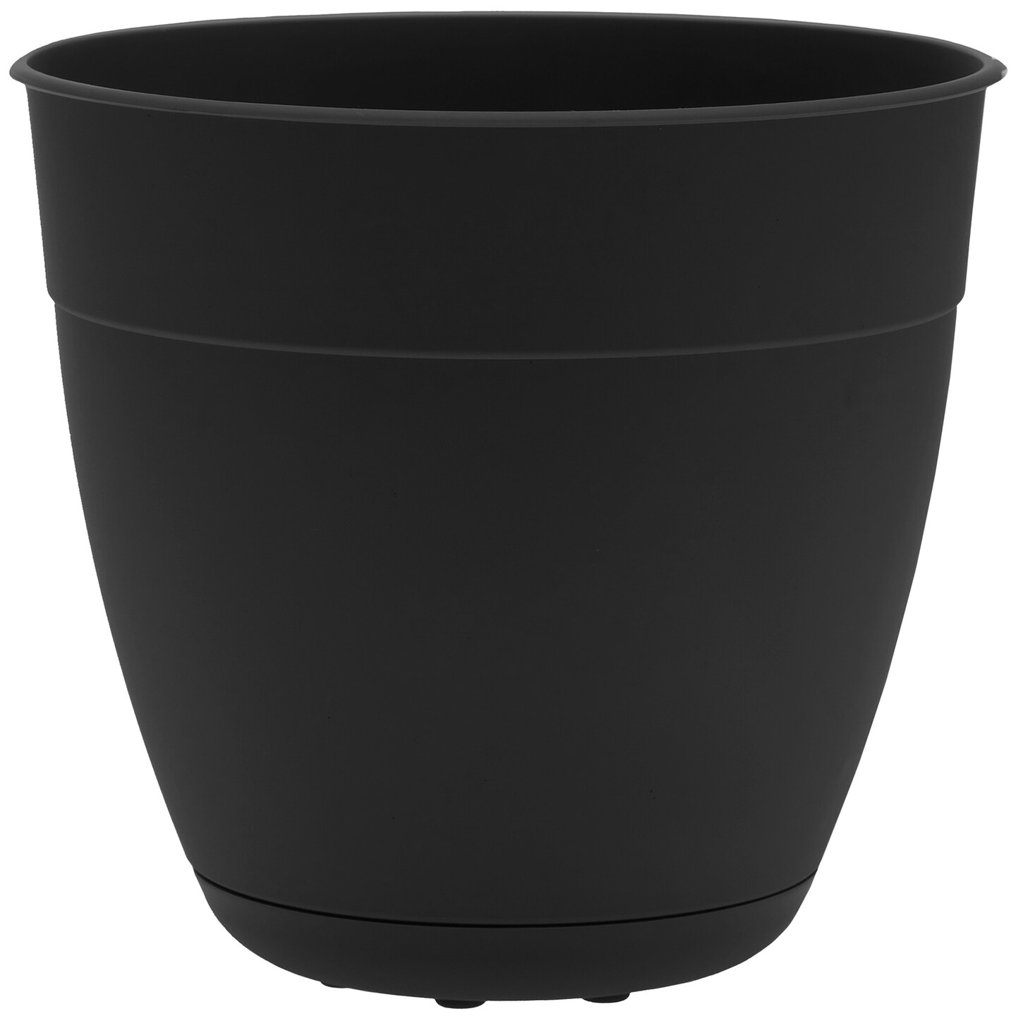 Bloem Dayton Planter With Saucer: 12" - Black - 100% Recycled Plastic Pot, Removable Saucer, Elevated Feet, For Indoor and Outdoor Use, Gardening, 3 Gallon Capacity