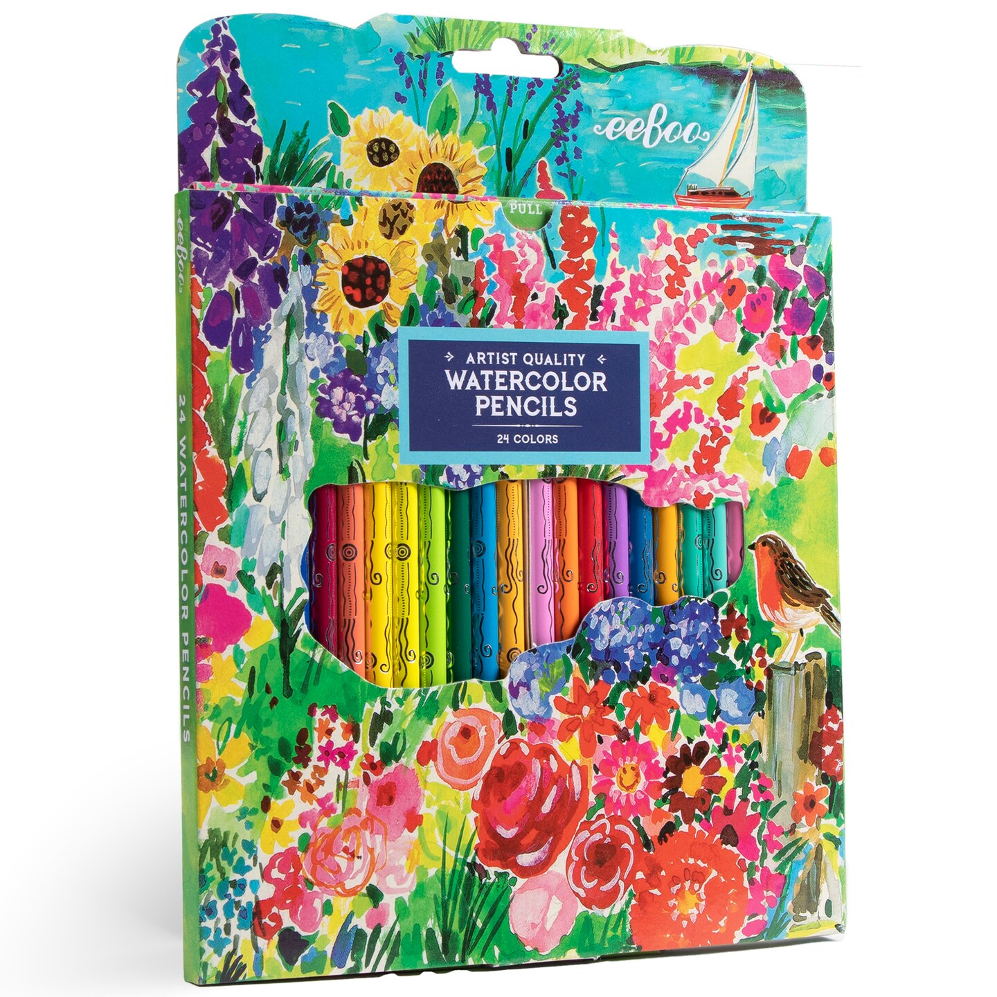eeBoo Piece & Love: Seaside Garden Watercolor Pencils - 24 Count - Adults Artist Quality Pencils, Arts & Crafts