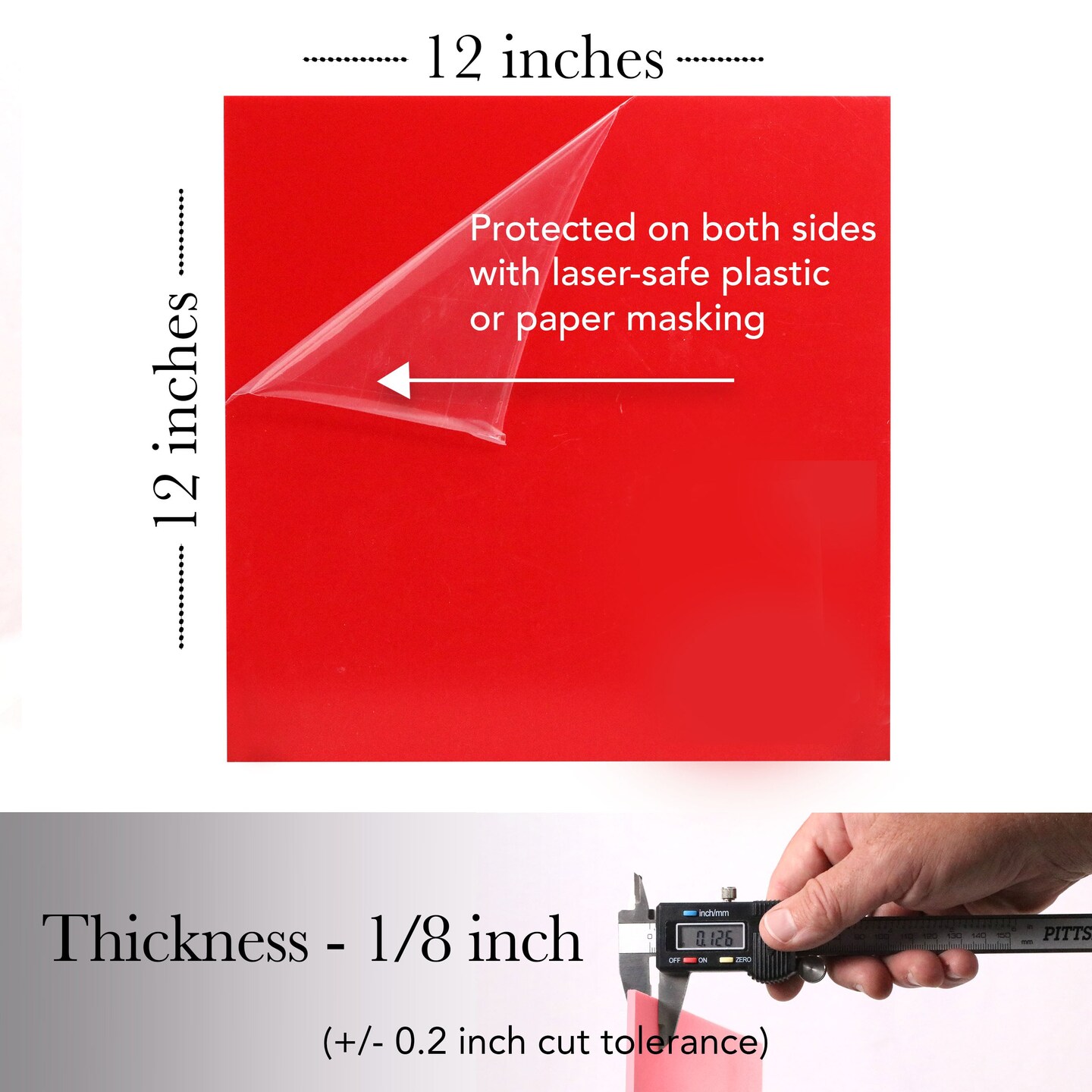 Cast Acrylic in a Variety of Solid Opaque Colors, 2.6mm (1/8th Inch), CO2 Laser & Glowforge Performance Series Ready, Craft Closet Brand, 12x12, 12x19, 12x6,