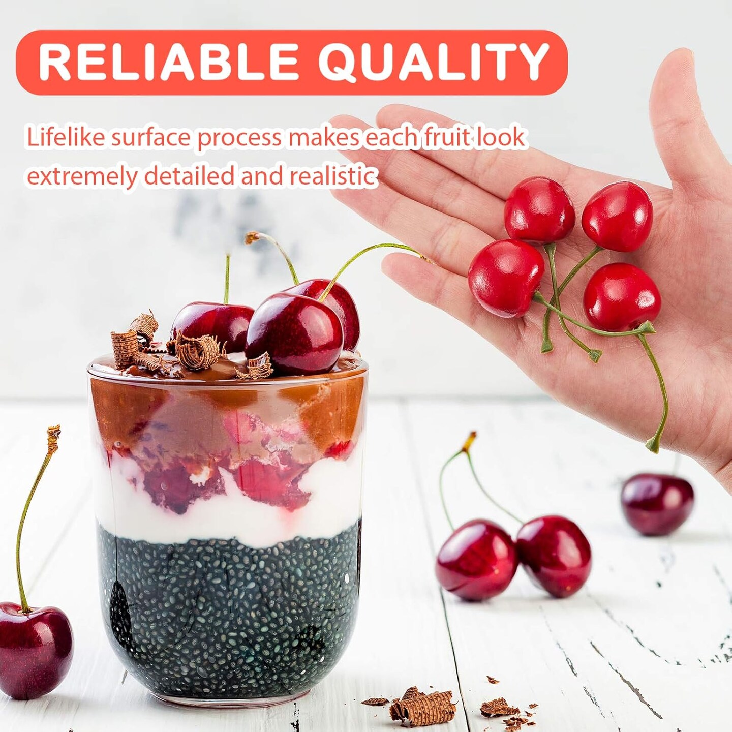 50 Pieces Fake Cherries Artificial Fruit Decorations