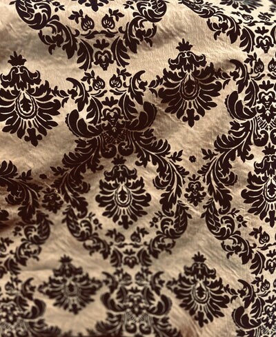 1 Yard Damask Flocking Taffeta Fabric Elegant Velvet Pattern 58'' Inches Wide