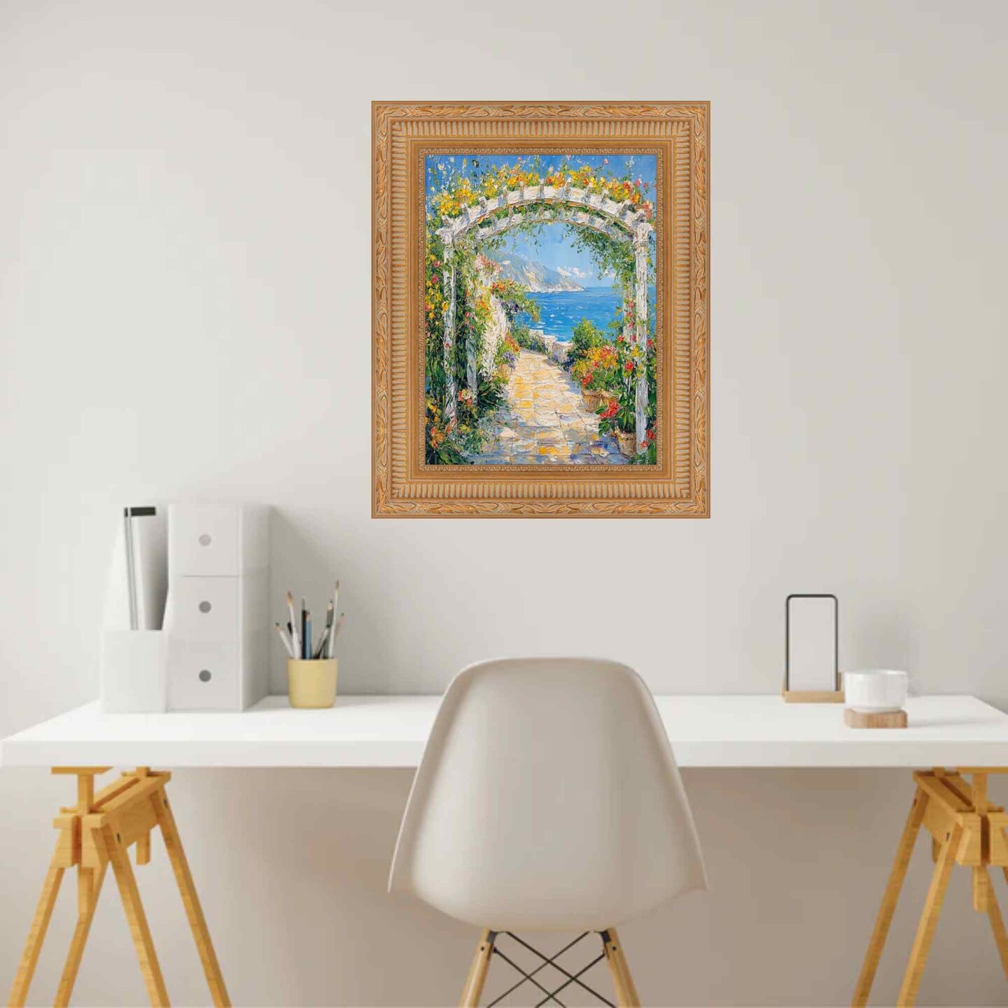 Wide Colosseum Gold Leaf Scoop Picture Frame 24x36 frame