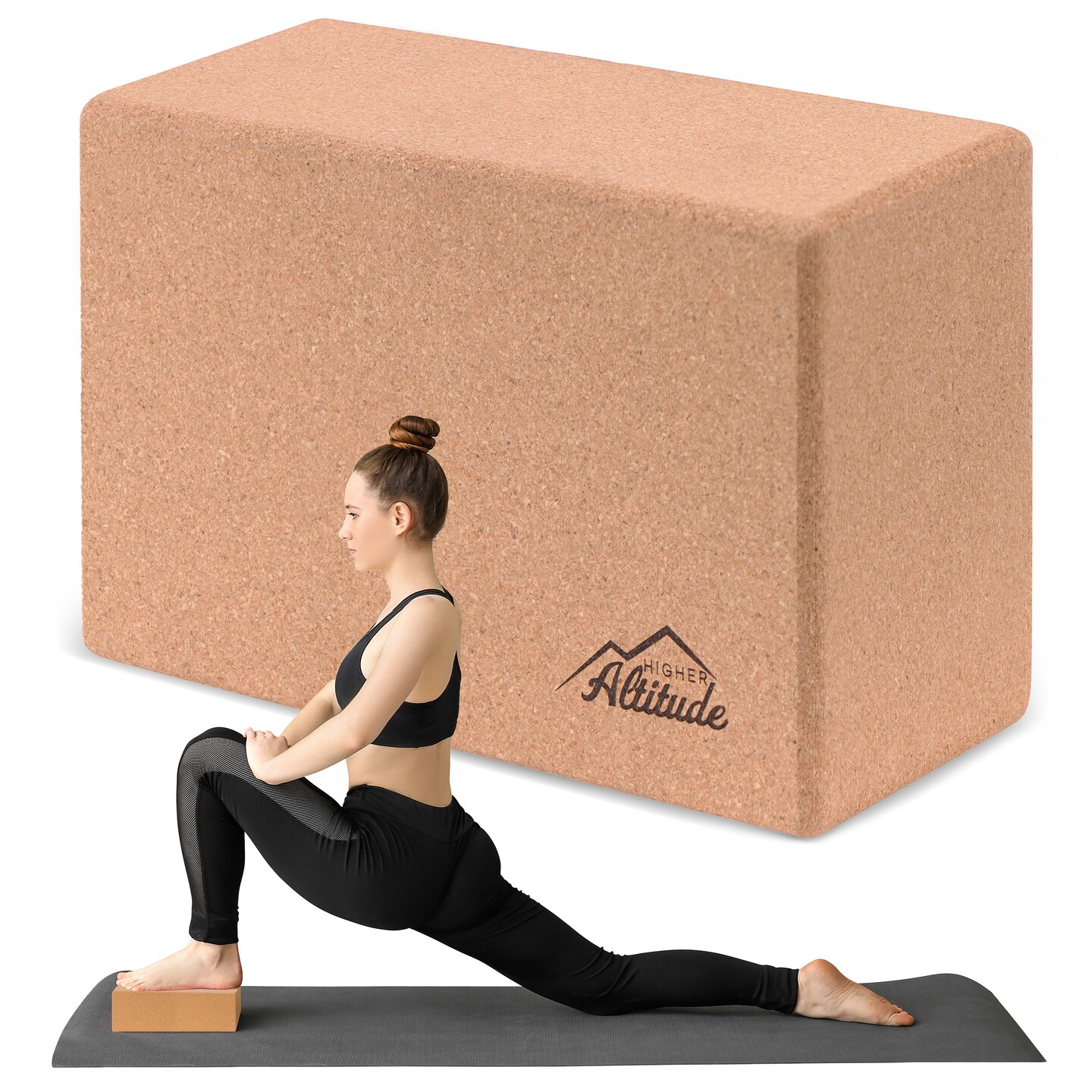 Higher Altitude Yoga Block Cork - 8.6 x 4 x 5.8inch Brick Block for Stretching