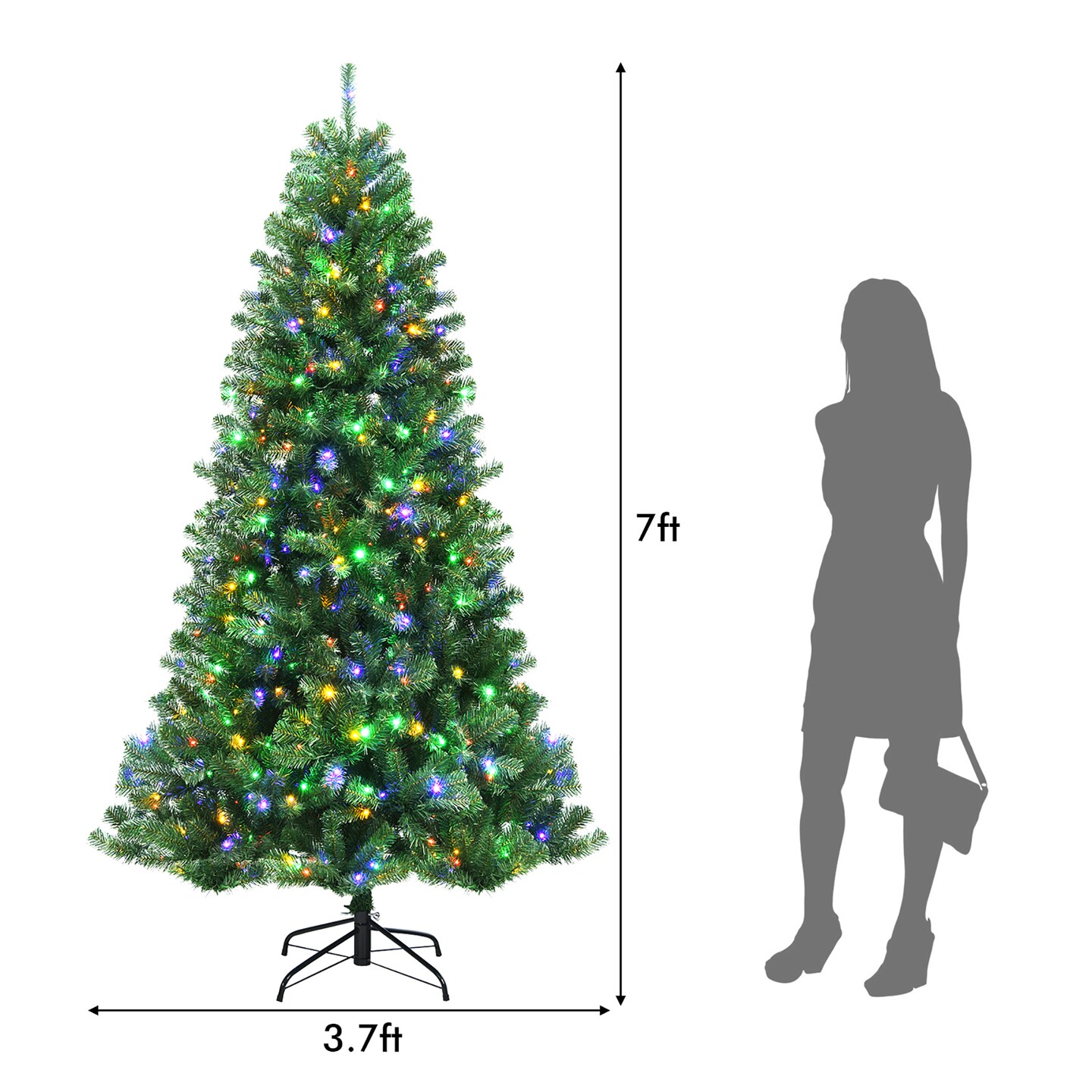 Costway 7ft Pre-lit Hinged Christmas Tree w/ Remote Control &#x26; 9 Lighting Modes